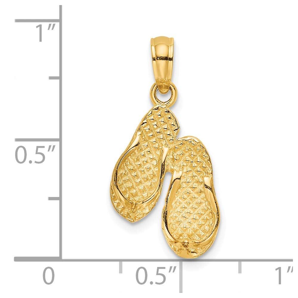 14K Yellow Gold Ocean City Double Flip-Flop Pendant Necklace - Beach Jewelry for Women, Perfect for Summer Vacation & Coastal Getaways