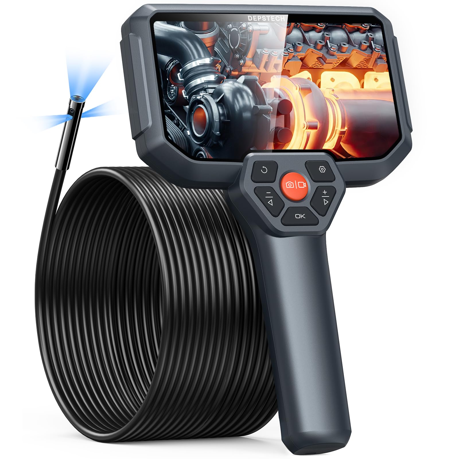 DEPSTECH Upgraded 50FT Triple Lens Sewer Inspection Camera - 5'' IPS Endoscope with LED Light, 1080P HD Borescope, Split Screen & Waterproof Design for Drain Pipe Plumbing - Perfect for Home Repairs, DIY Projects & Professional Plumbing Inspections