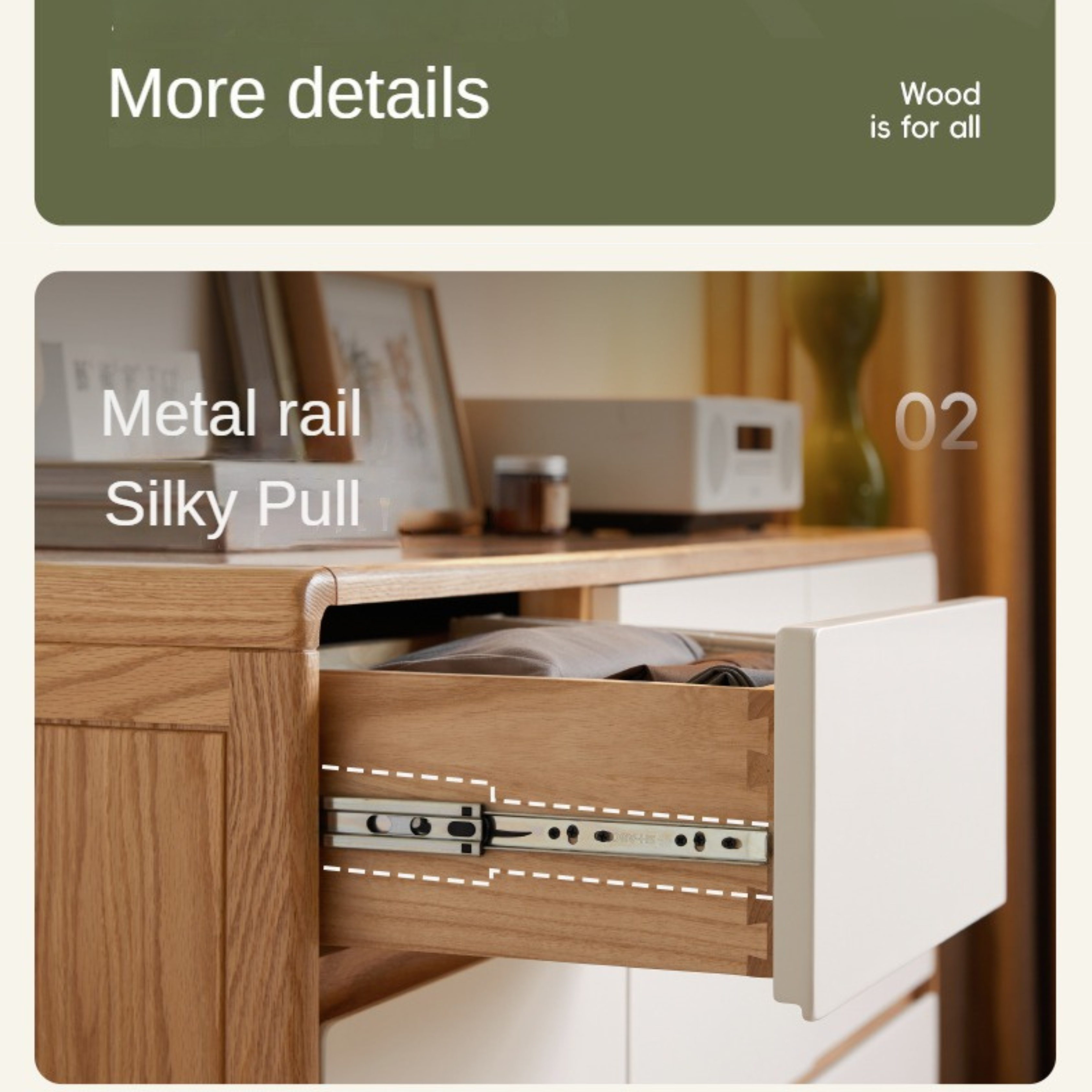 Oak Solid Wood Modern Nine Drawer Cabinet - Stylish Storage Solution for Bedroom, Living Room & Office Organization