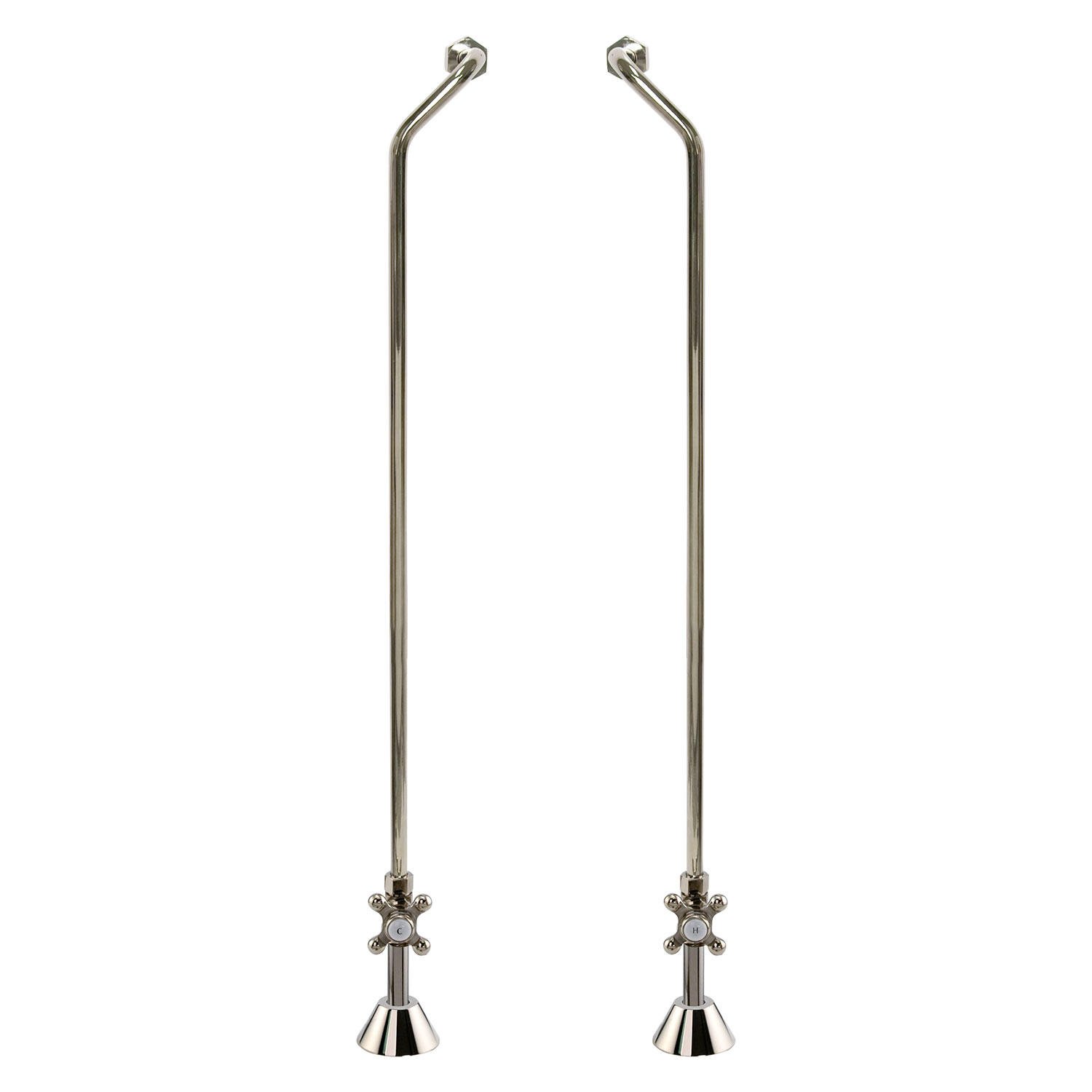 Signature Hardware 139887 Freestanding Offset Tub Supply Lines with Cross Handle Shutoff Valves - Chrome Finish for Copper Pipes - Perfect for Bathroom Renovations & Plumbing Upgrades