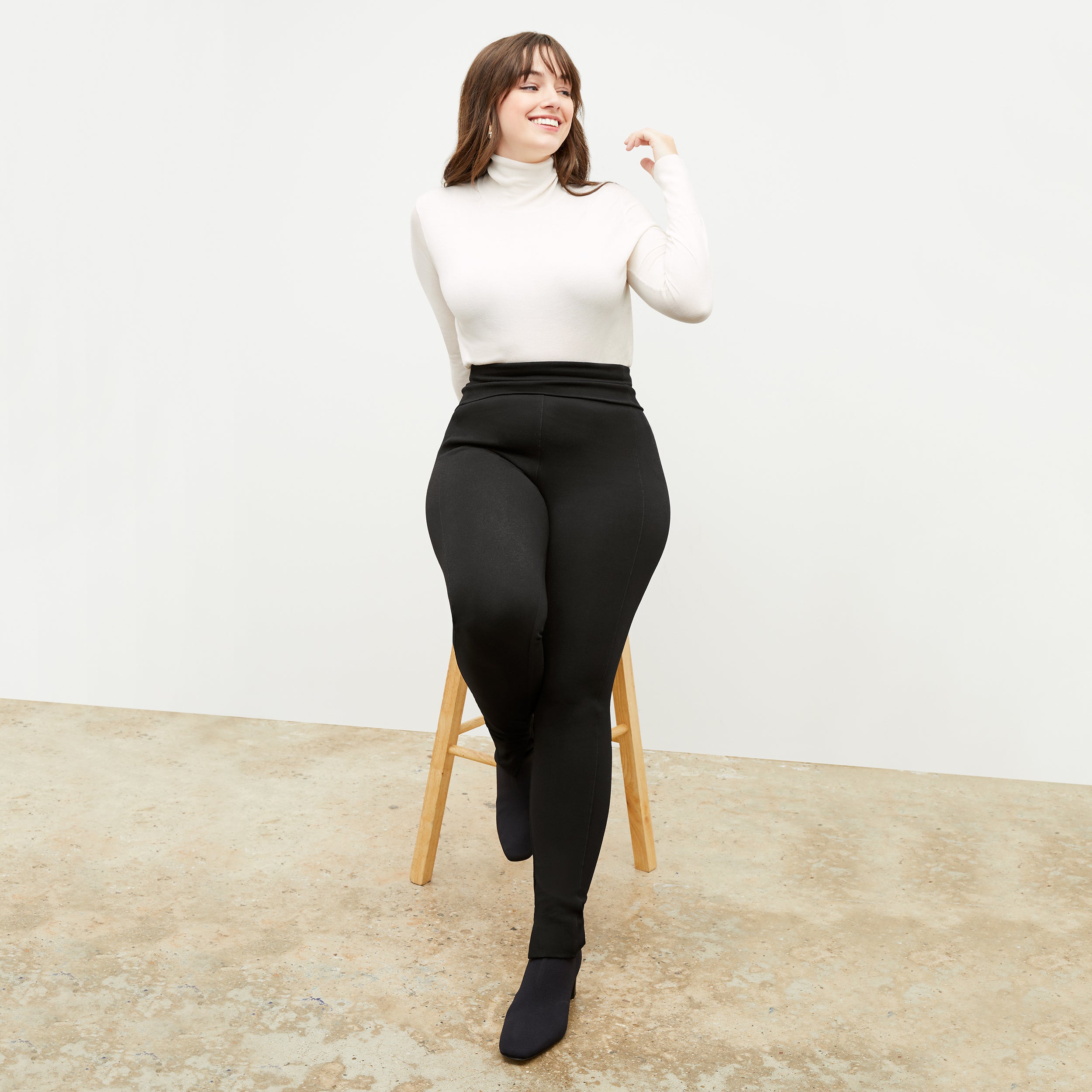Stella Women's High-Waisted Ponte Leggings - Washable & Comfortable Black Workout Pants for Yoga, Running & Everyday Wear