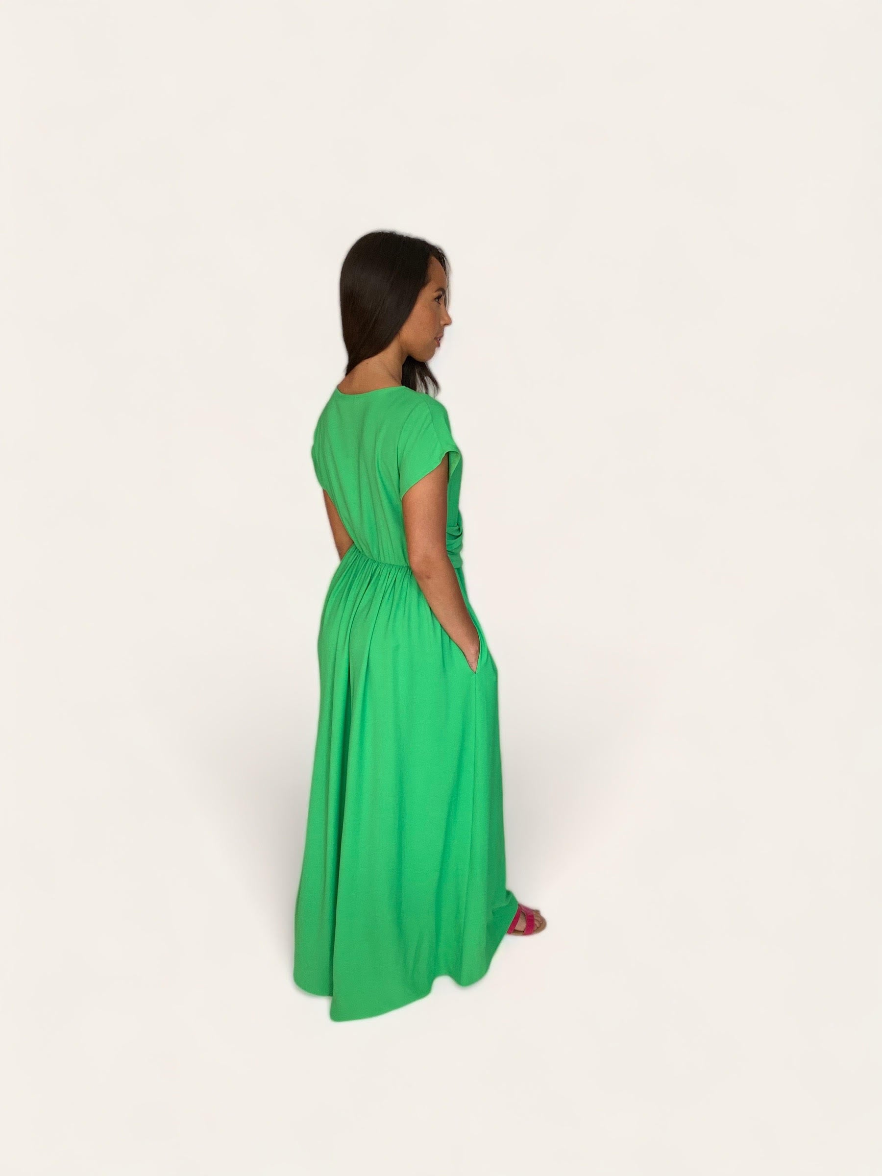 Elegant CLODAGH Drape Maxi Dress in Green - Perfect for Weddings, Parties & Summer Outfits