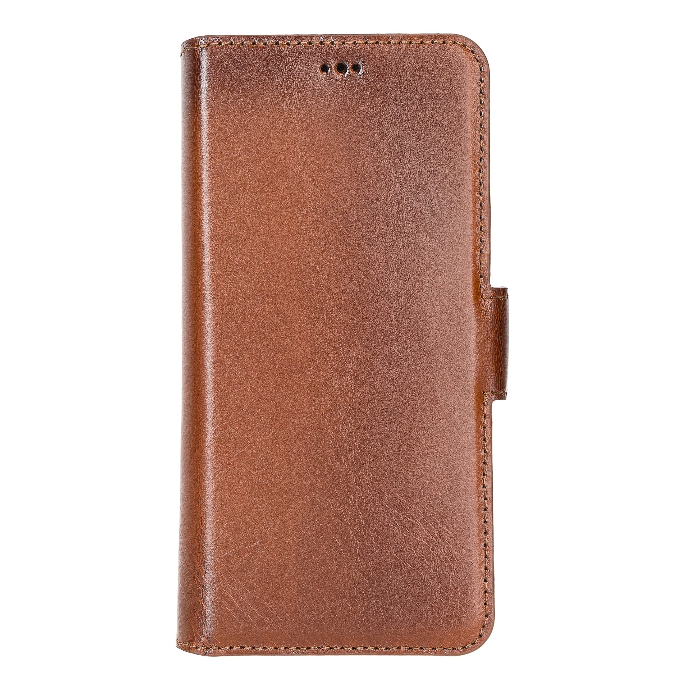 Premium Full Grain Leather Wallet Case for Samsung Galaxy S21 - Magnetic Flip Folio Cover with Card Holder & Kickstand (Rustic Tan) | Business & Travel Protection