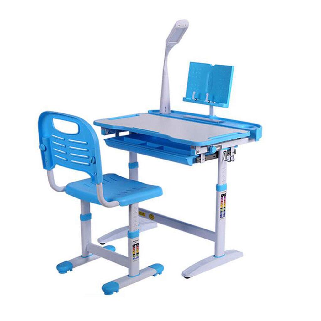 Adjustable Kids Study Desk and Chair Set with LED Light, Bookstand & Storage Drawer - Ergonomic Children's School Desk for Boys & Girls - Perfect for Homework, Reading & Online Learning