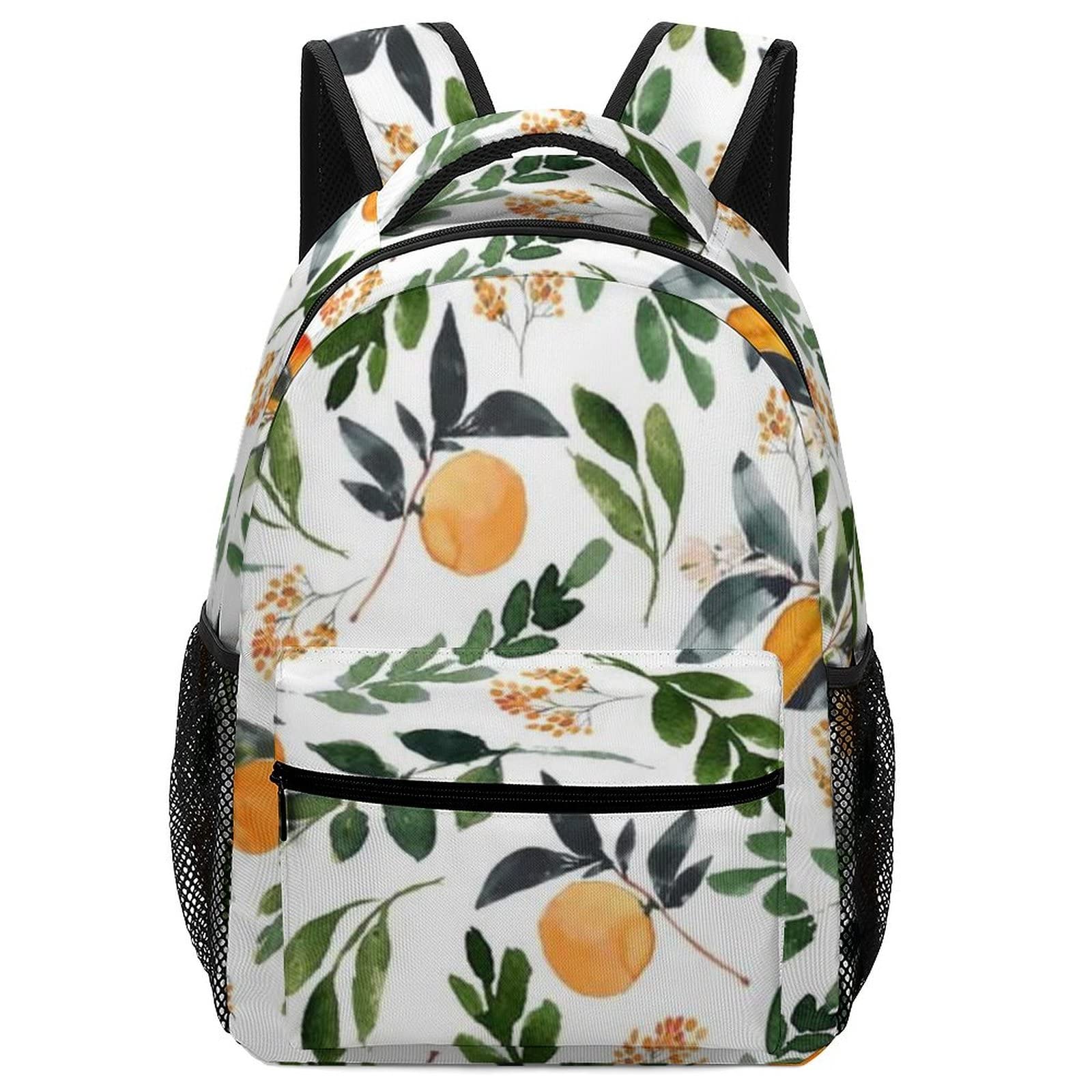 Large Anti-Theft Laptop Backpack for Women & Men - 35L Orange Leaf Design School Bookbag with USB Charging Port, Durable Travel Backpack for College, High School Students - Perfect for Campus, Commuting & Weekend Trips
