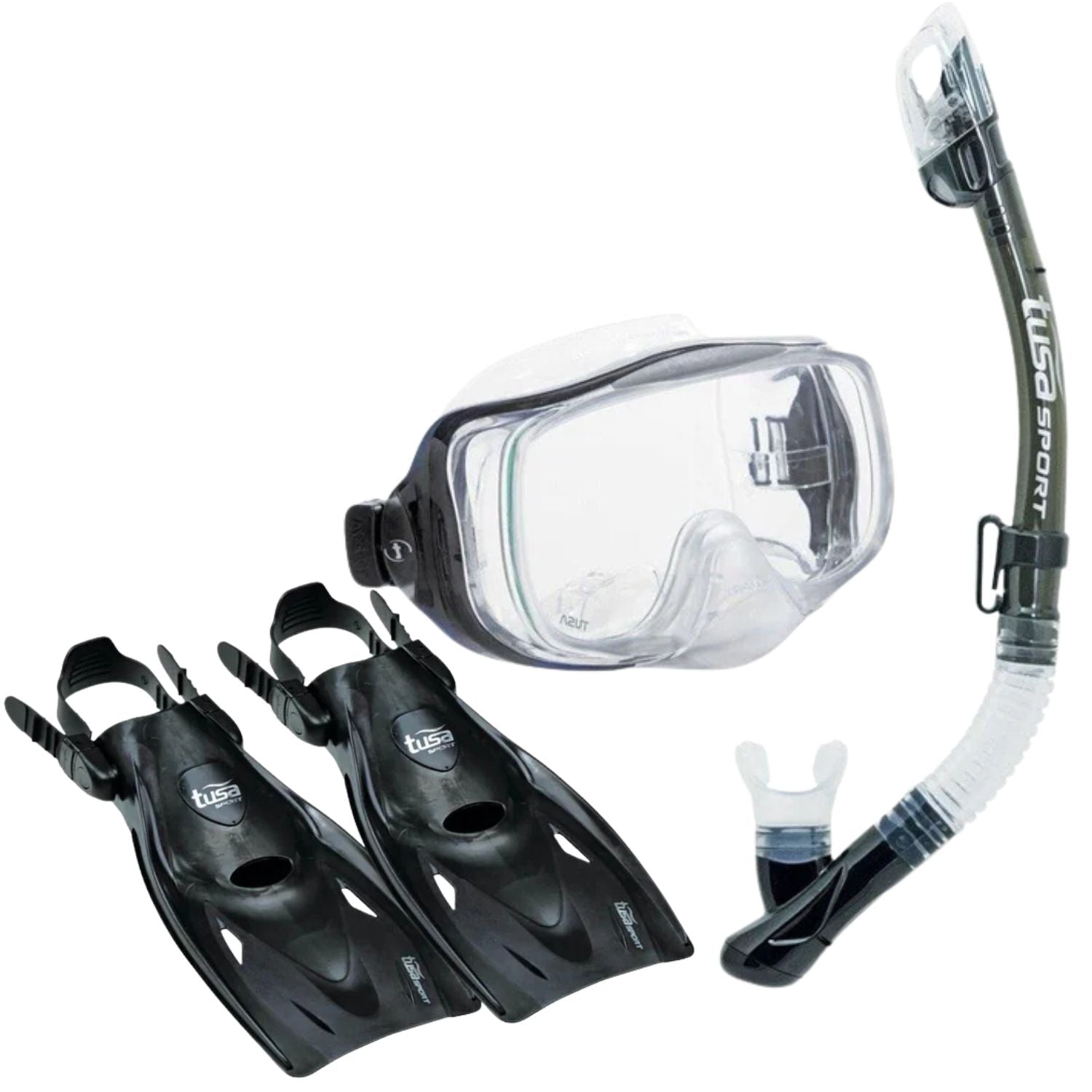 Tusa Imprex Snorkel Set with Comfortable Fins - Perfect for Scuba Diving, Snorkeling & Beach Vacations