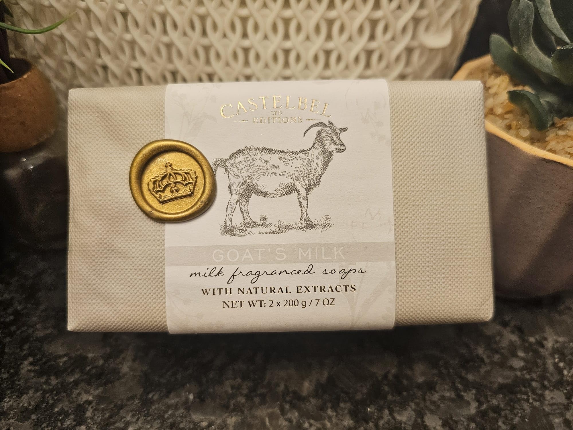 Natural Goat's Milk Soap Bar Set - 2 Pack (7 oz Each) | Handmade in Portugal | Moisturizing & Gentle for Dry Skin | Perfect for Daily Face & Body Care