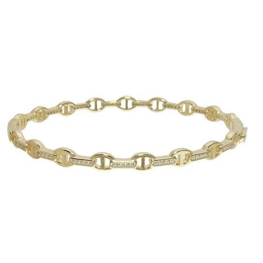 PAVÈ MARINER LINK BANGLE - Elegant Sterling Silver Chain Bracelet for Women | Perfect for Parties, Weddings & Everyday Wear