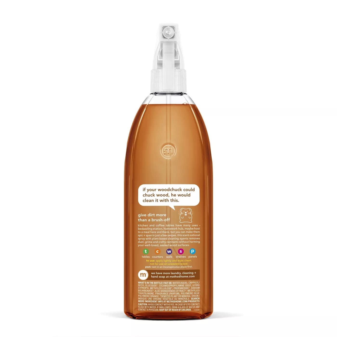 Method Almond Daily Wood Cleaner 28 Fl Oz - Natural Wood Polish & Cleaner for Furniture, Floors & Cabinets - Safe for Kitchen & Dining Room Use