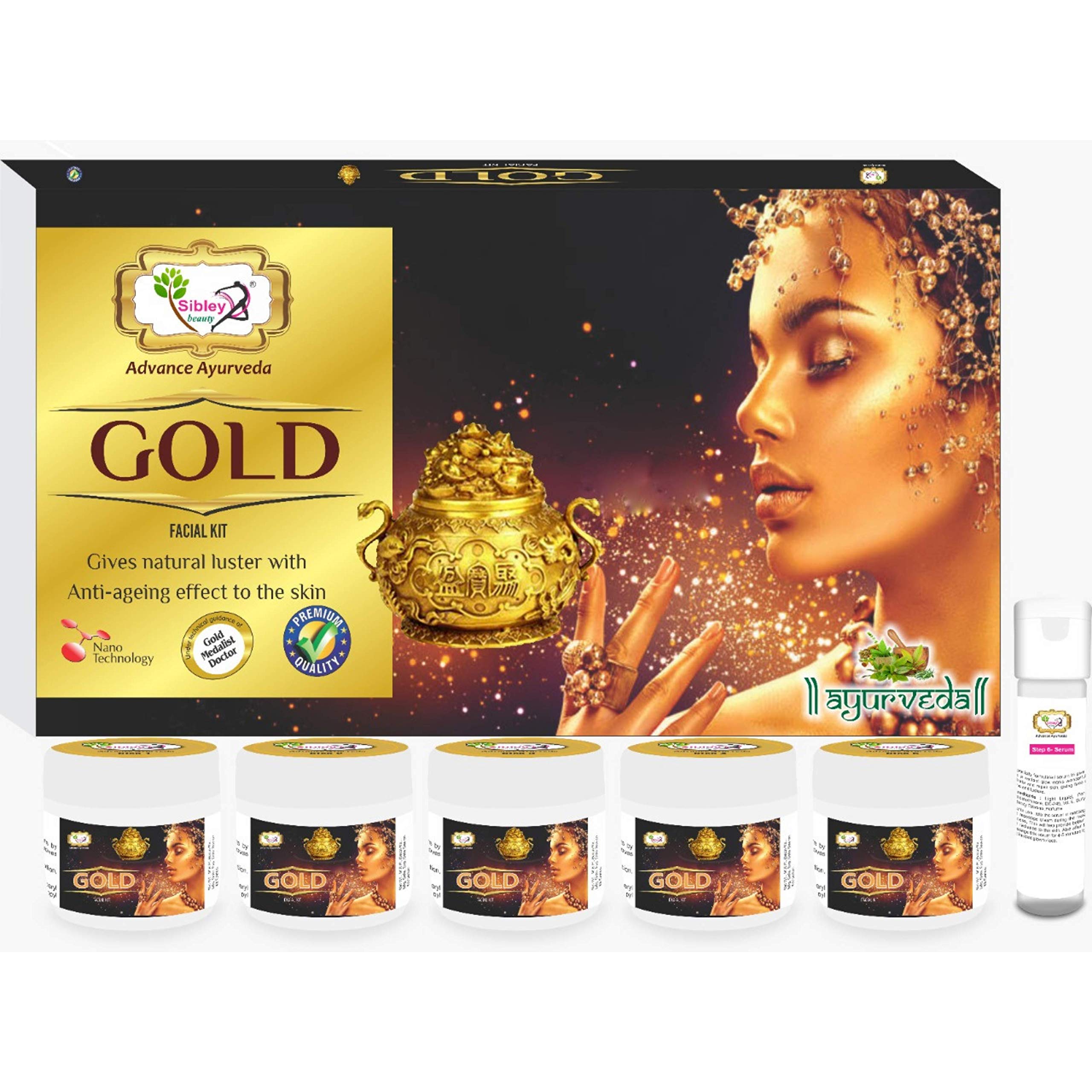 Sibley Beauty Gold Facial Kit with Papaya Face Wash & Haldi Chandan Cream - 155gm Gold Facial + 10ml Serum, 100ml Face Wash, 50gm Cream - For Men & Women, All Skin Types - Perfect for Glowing Skin & Daily Skincare Routine