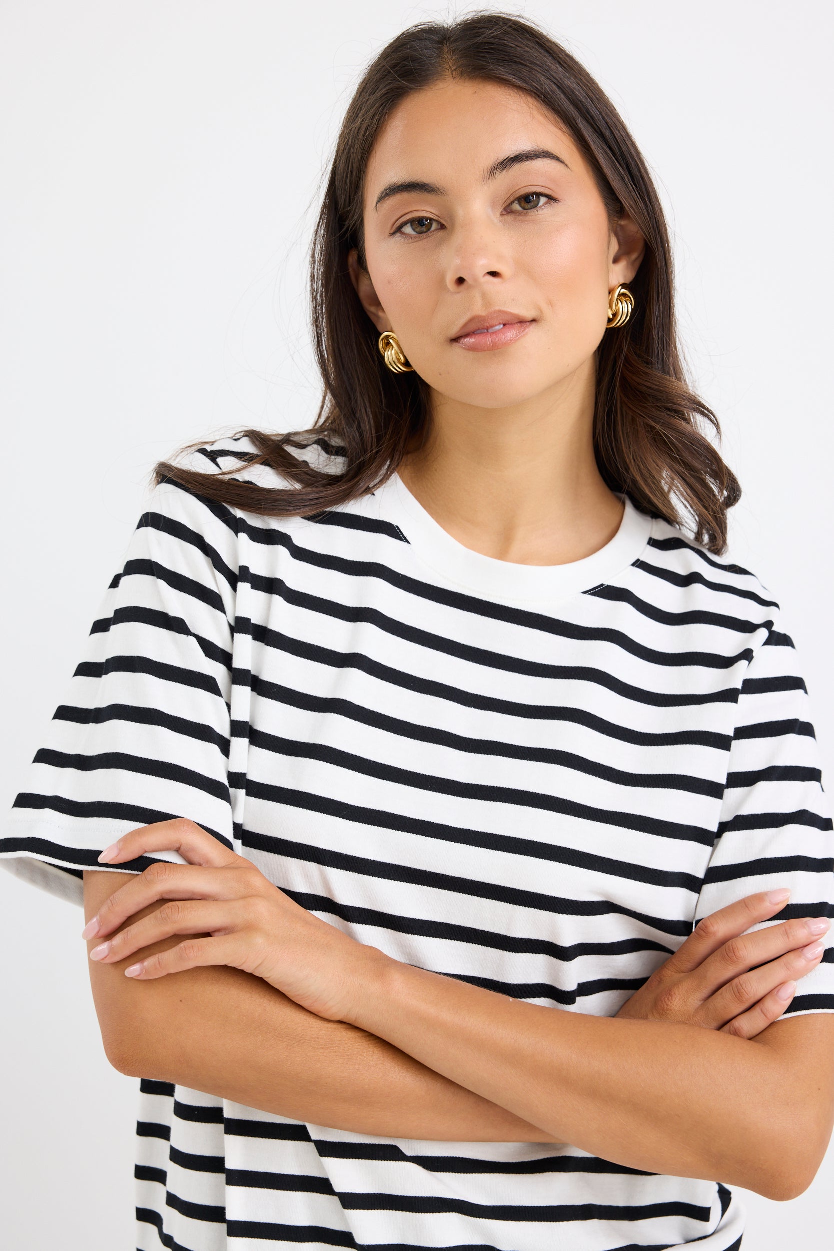 Black and White Striped Boxy Fit Tee - Casual Loose Fit T-Shirt for Women | Perfect for Everyday Wear, Layering & Street Style Outfits