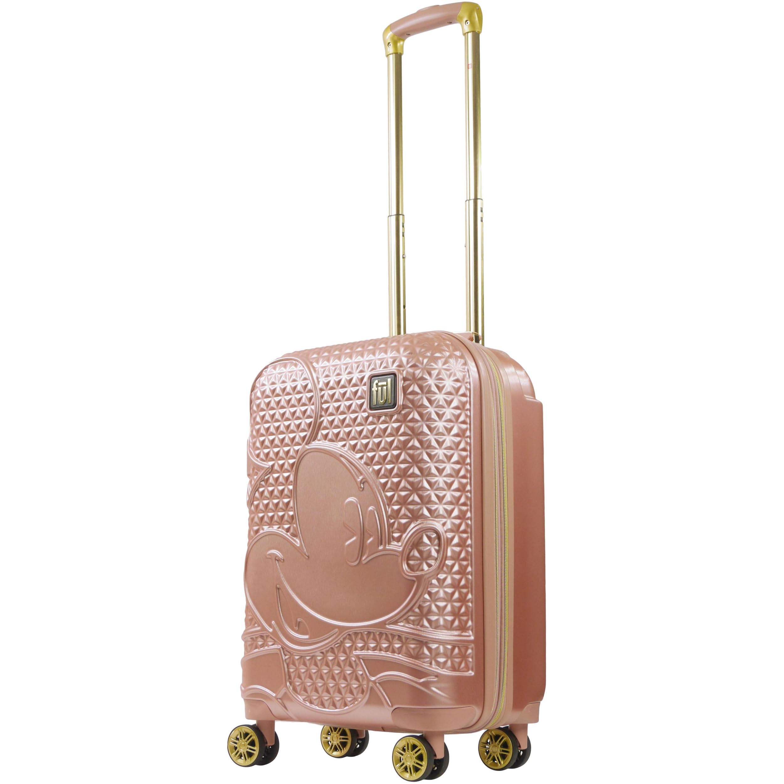 Disney Mickey Mouse Hardshell Spinner Carry On Luggage 21 Inch - Rose Gold Rolling Suitcase for Travel, Airplane & Vacation (Perfect for Disney Fans & Family Trips)