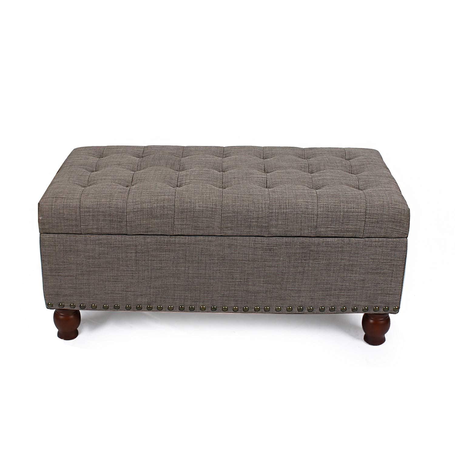 Storage Ottoman Bench with Wooden Legs - Upholstered Rectangle Storage Seat for Bedroom & Living Room | End of Bed Storage Bench, Multi-Functional Furniture for Home Organization & Extra Seating