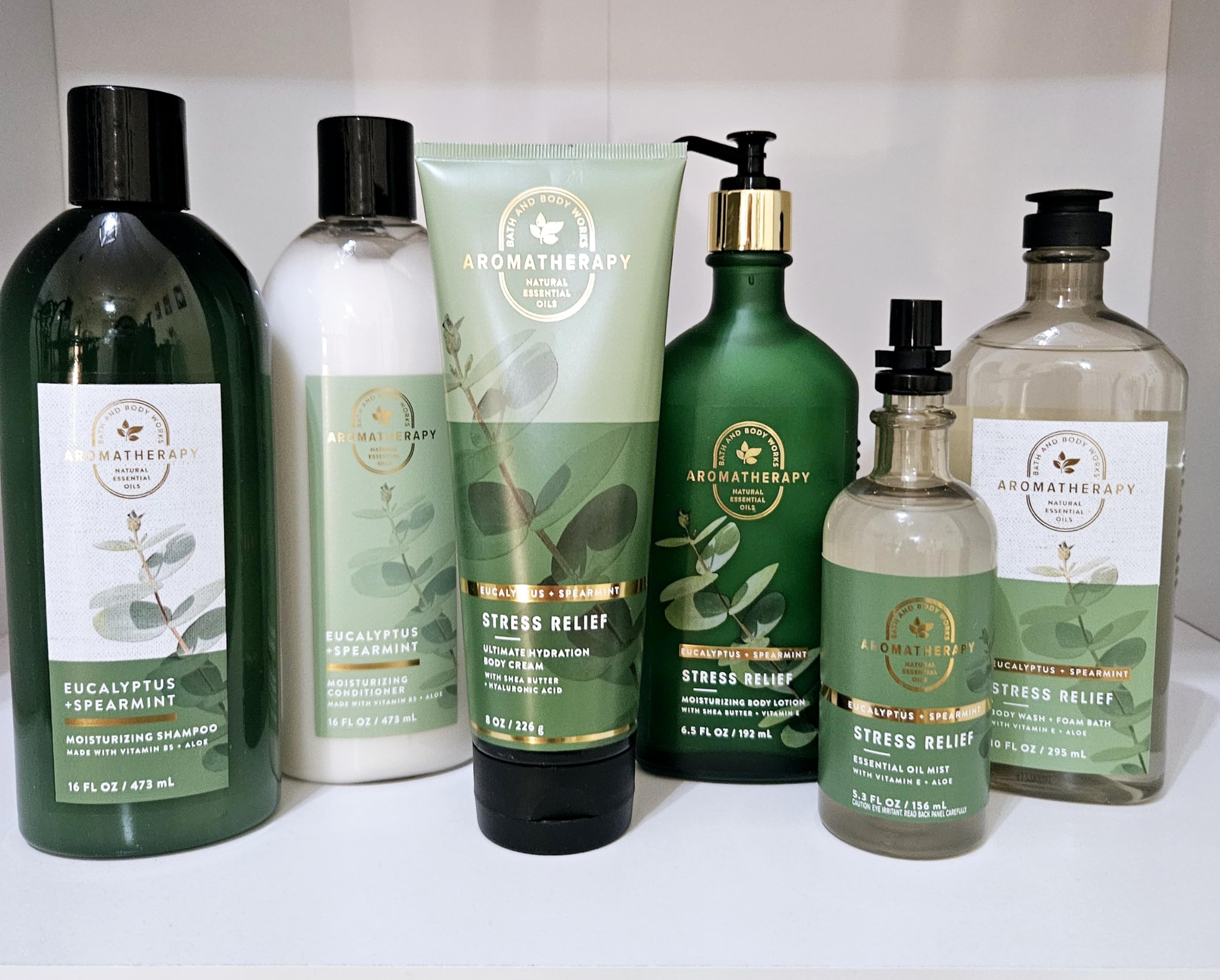 Eucalyptus Spearmint Aromatherapy Gift Set - 6 Piece Bath & Body Collection with Shampoo, Conditioner, Body Wash, Cream, Lotion & Essential Oil Mist - Perfect for Holidays, Spa Days & Self-Care Relaxation