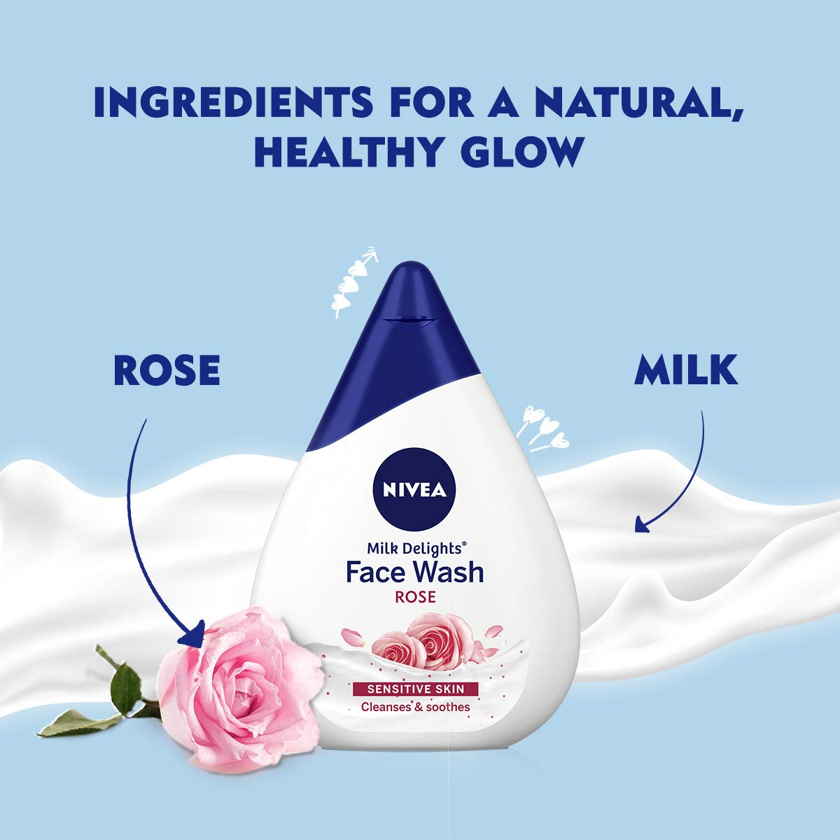 Nivea Women's Acne-Prone Face Wash with Turmeric & Milk - Reduces 99.9% Pimple-Causing Bacteria, 100ml | Sensitive Skin Face Wash with Rose & Milk, 100ml - Gentle Daily Cleanser for Clear, Healthy Skin - Perfect for Morning & Night Skincare Routine