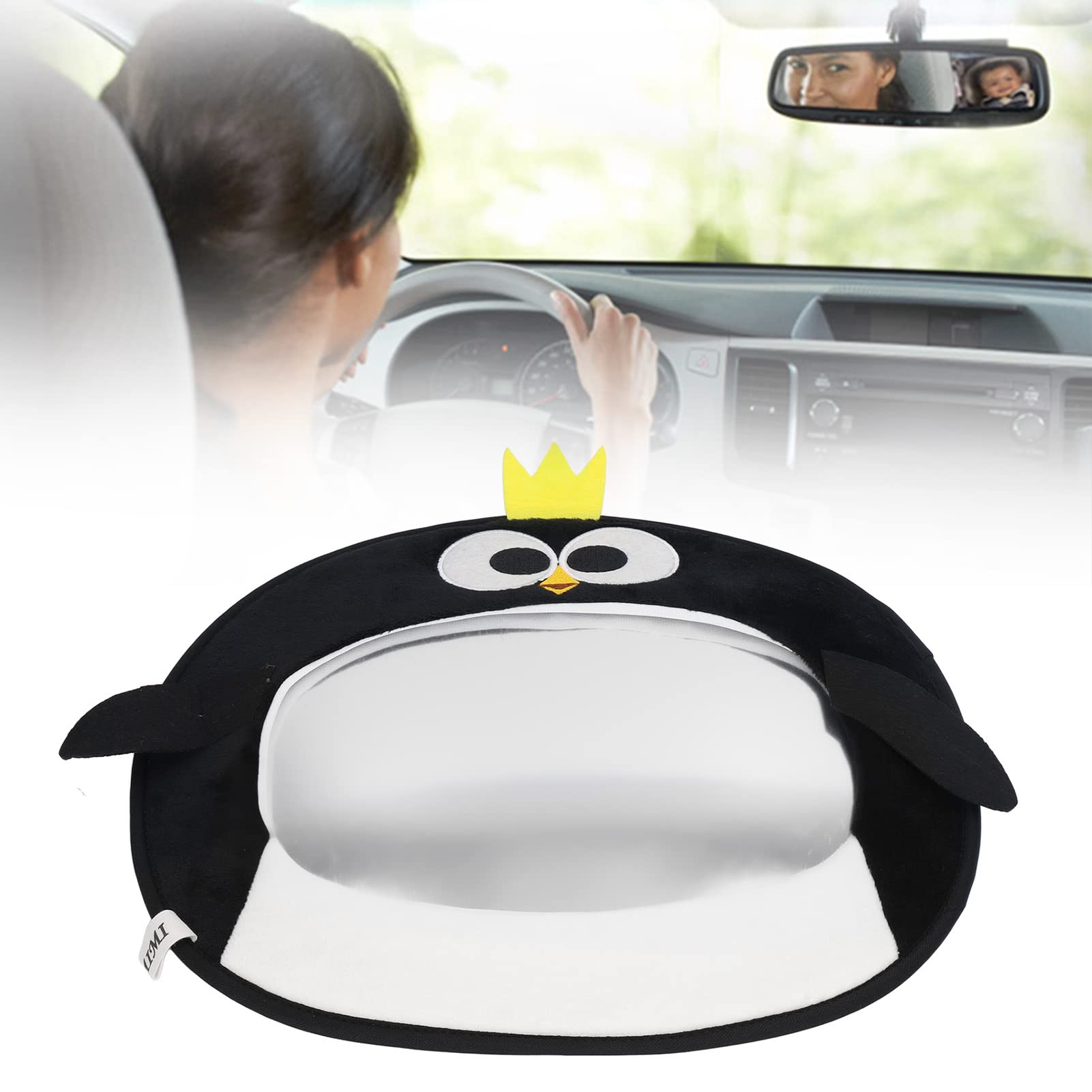 Hyuduo 3D Cartoon Penguin Baby Car Mirror - Acrylic Rearview Safety Seat Mirror for Infant Observation - Perfect for Parents to Monitor Baby in Backseat While Driving