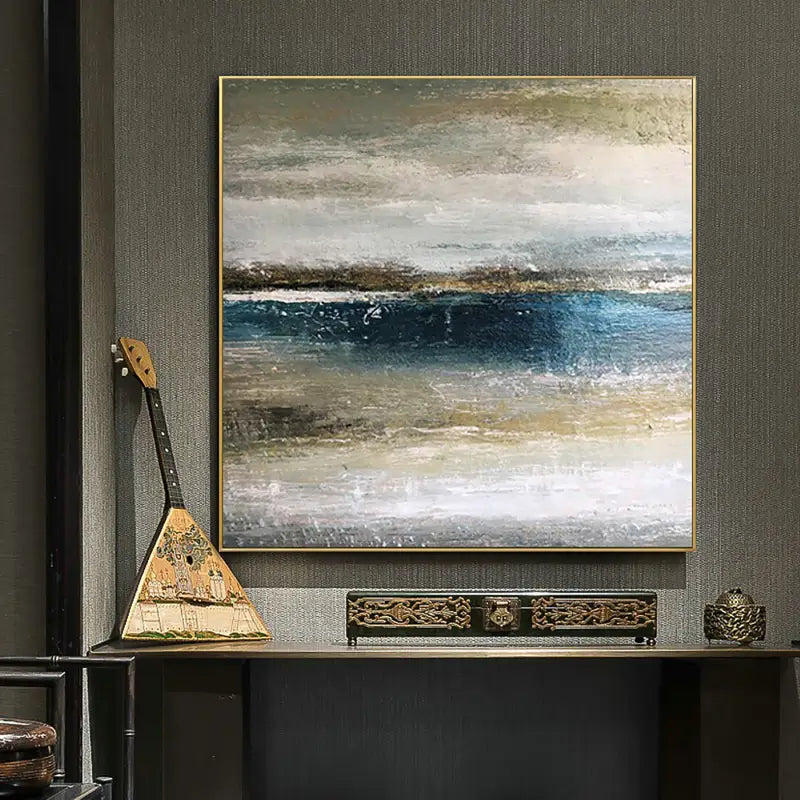 Ocean And Sky Painting #OS 006 - Handmade Canvas Wall Art for Home Decor, Office & Living Room - Coastal Landscape Artwork for Beach House & Modern Interior Design