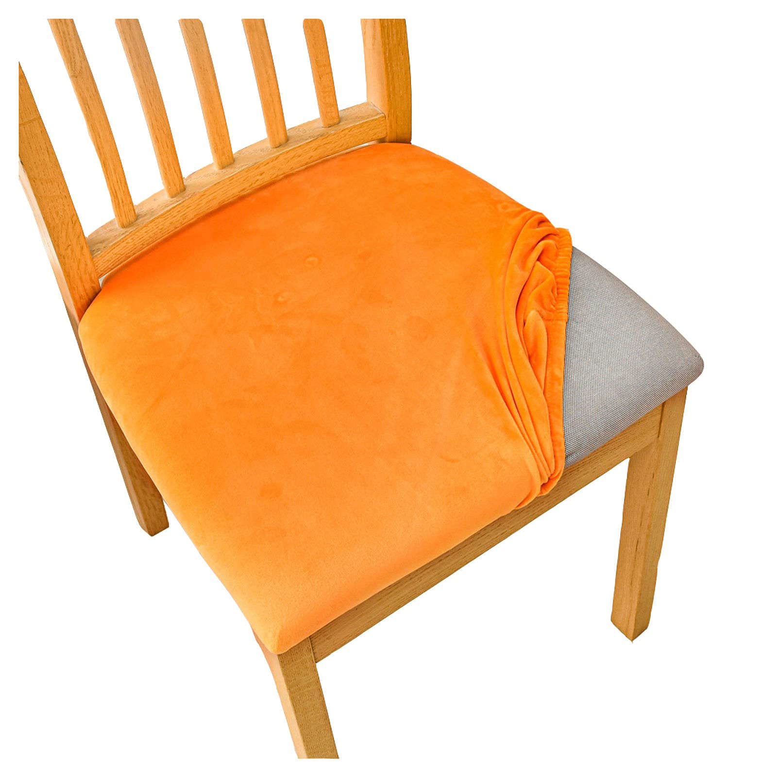 Velvet Stretch Chair Covers - Washable & Removable for Dining & Living Room - 2 PCS Orange
