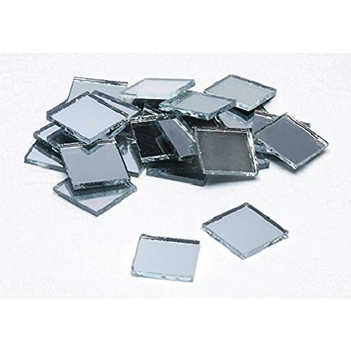 0.5 Inch Small Mini Square Craft Mirrors - 25 Pieces Mirror Mosaic Tiles for DIY Home Decor, Scrapbooking & Art Projects