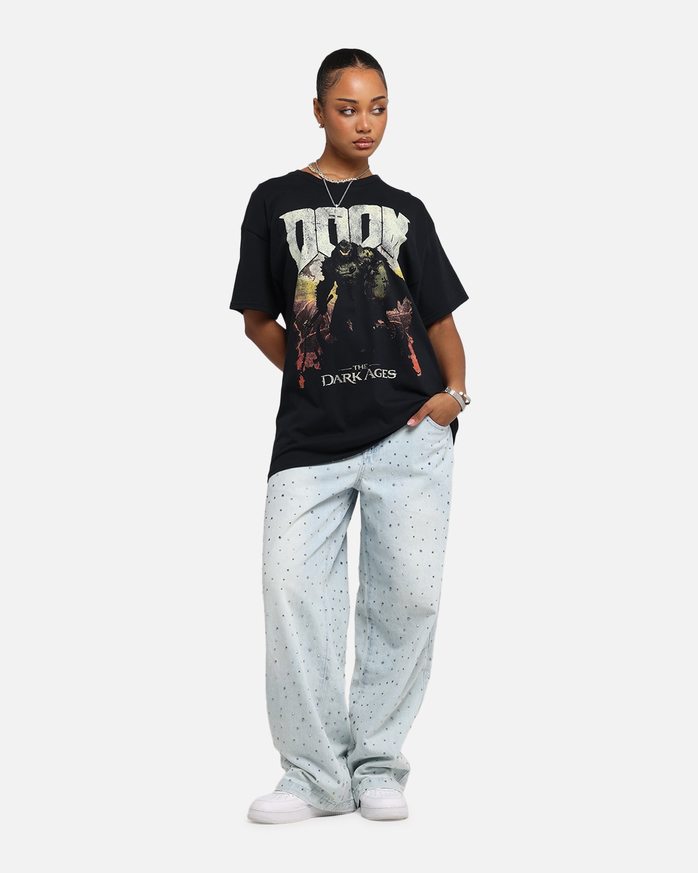 73 Studio X Doom Dark Ages Graphic T-Shirt for Men - Black Cotton Tee with Vintage Print | Gaming Merchandise & Casual Streetwear