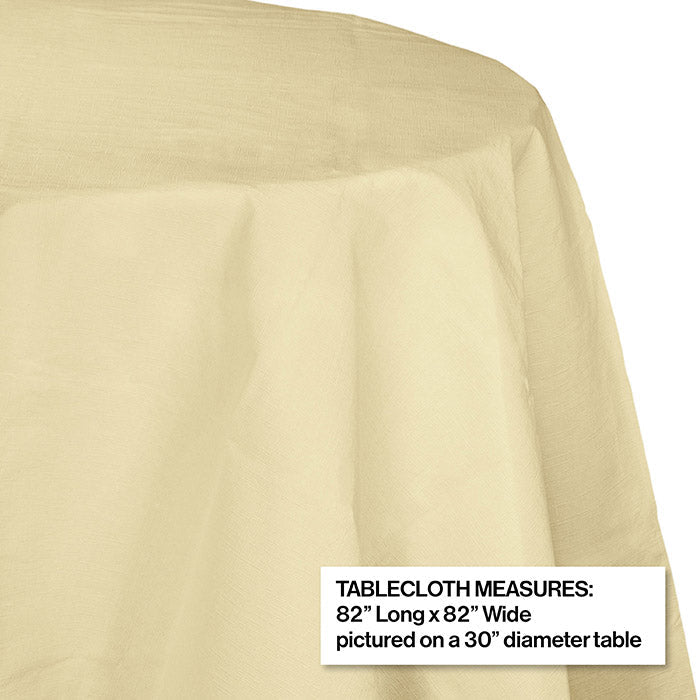 12-Piece Bulk Ivory Round Paper Table Covers - 82 Inch Disposable Tablecloths for Parties, Weddings & Events - Elegant & Easy Cleanup
