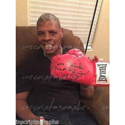 Leon Spinks Signed Boxing Glove - Authentic Autograph 