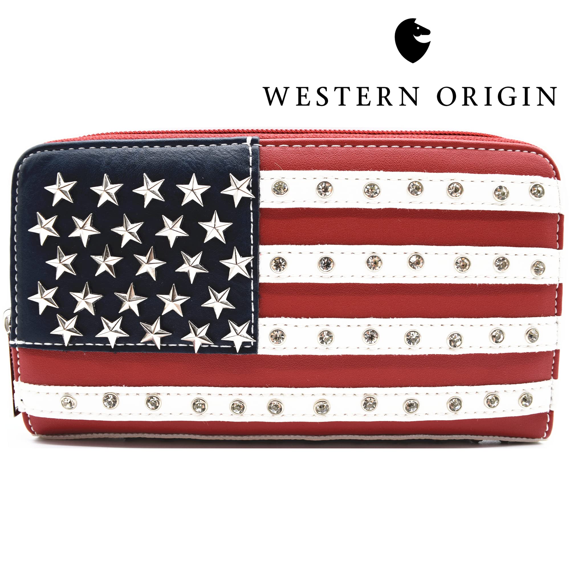 USA Flag Concealed Carry Purse for Women - Patriotic Stars & Stripes Shoulder Bag with Crossbody Strap & Wallet - Perfect for Everyday Use, Travel, and Concealed Carry