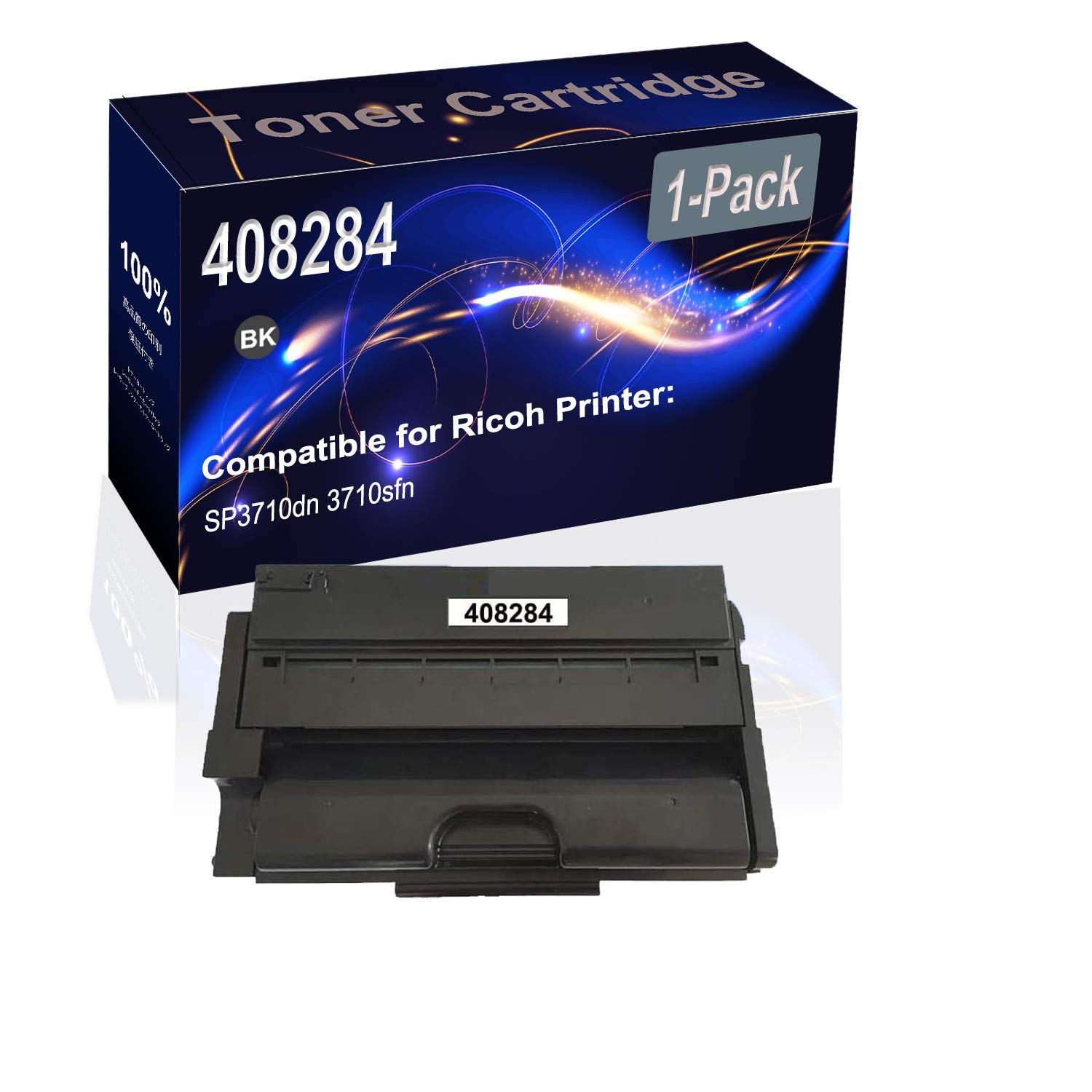 High-Capacity 1-Pack Black 408284 Compatible Toner Cartridge for Ricoh SP3710dn/SP3710sfn Printers - Perfect for Office & Home Printing Needs
