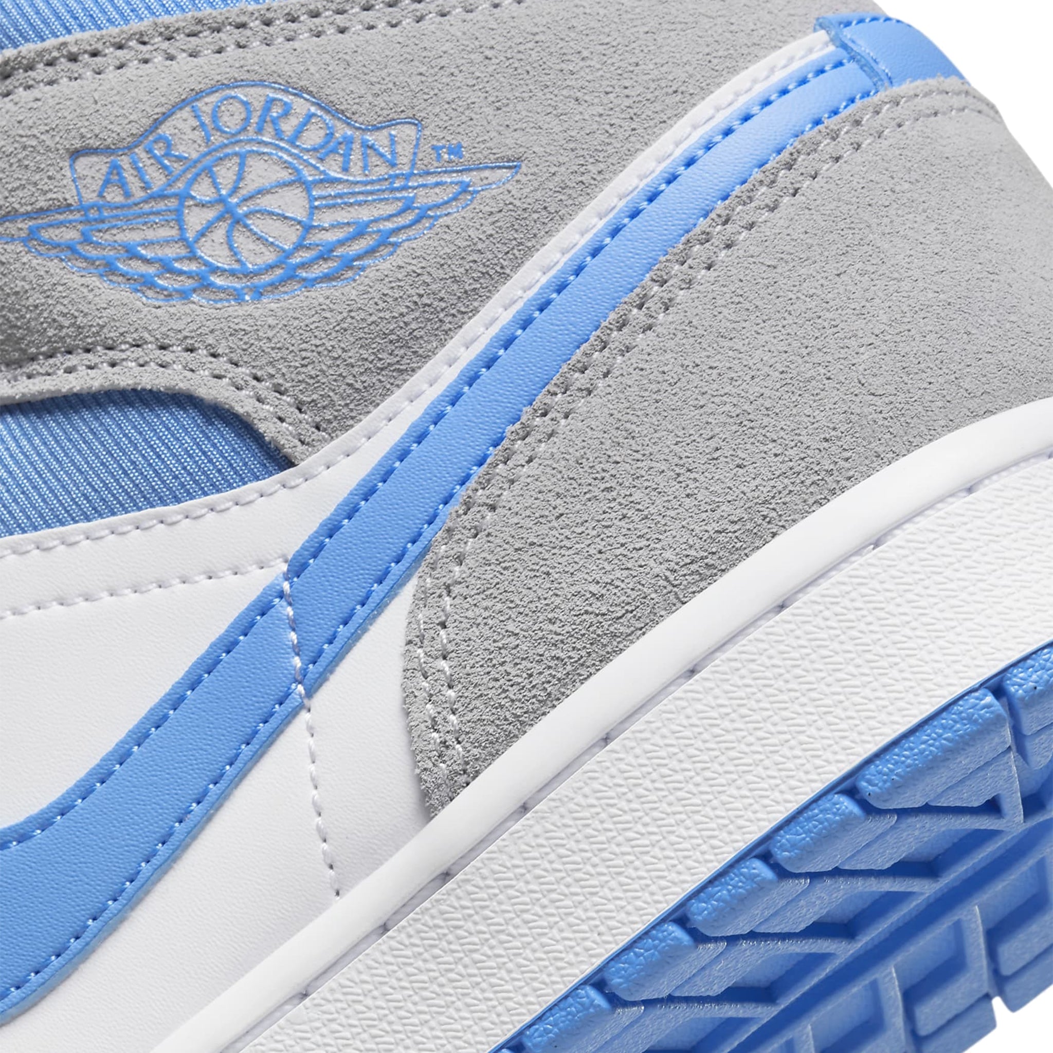 Air Jordan 1 Mid Sneakers - University Blue & Grey Colorway - Men's Basketball Shoes for Casual Wear & Street Style