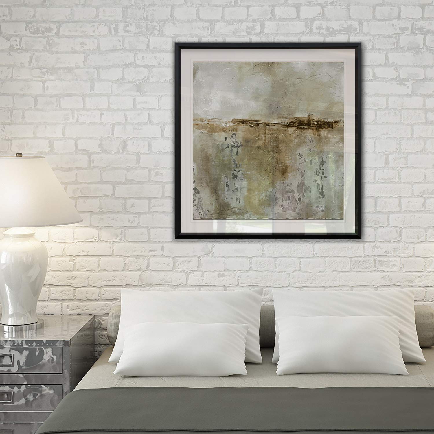 Misty Dawn Abstract Artwork - Contemporary Framed Giclee Canvas Print - Modern Home Wall Decor Painting - Perfect for Living Room, Bedroom & Office Decor