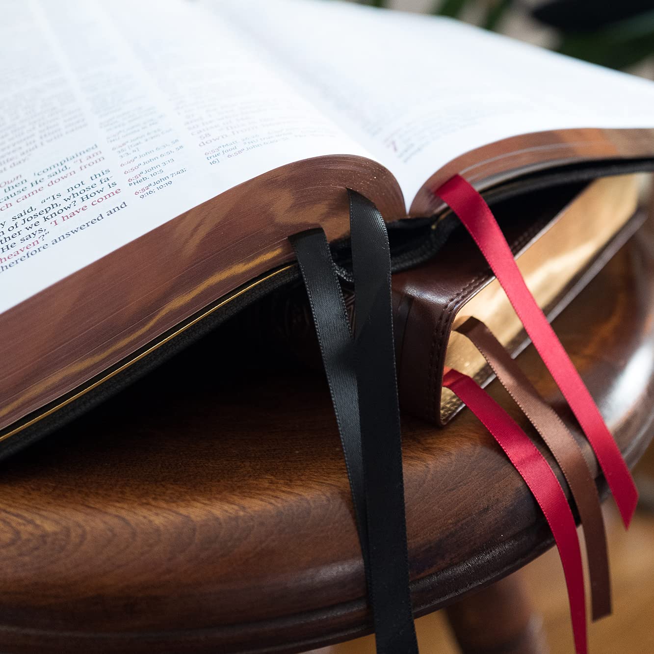 NKJV Leathersoft Bible - Red Letter, Thumb Indexed for Easy Study & Worship