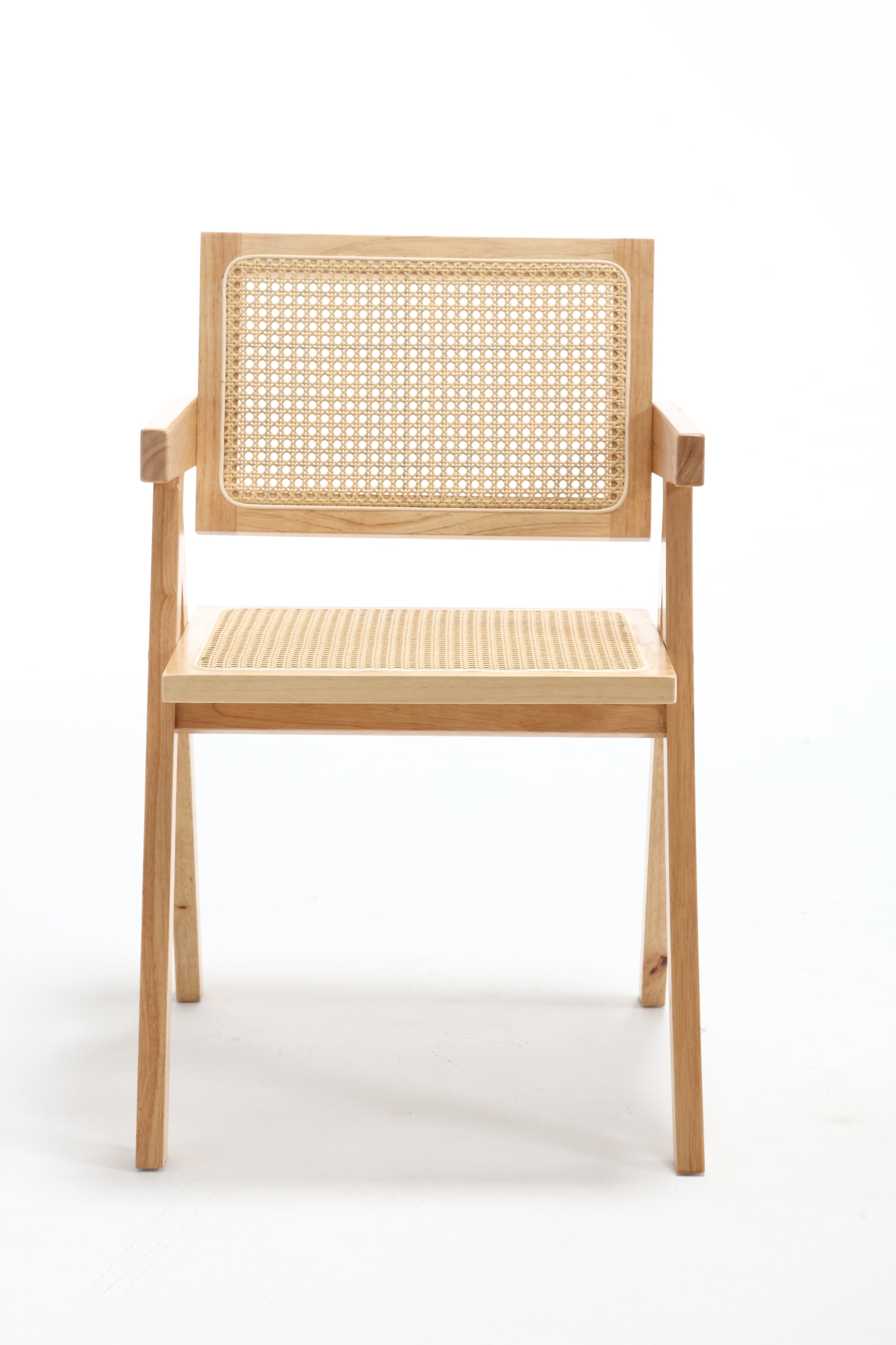 Handmade Solid Wood Cane Dining Chairs Set of 2 - Natural Rattan Armchairs for Living Room, Dining Room, Balcony & Garden - Perfect for Indoor and Outdoor Relaxation, Entertaining & Cozy Dining