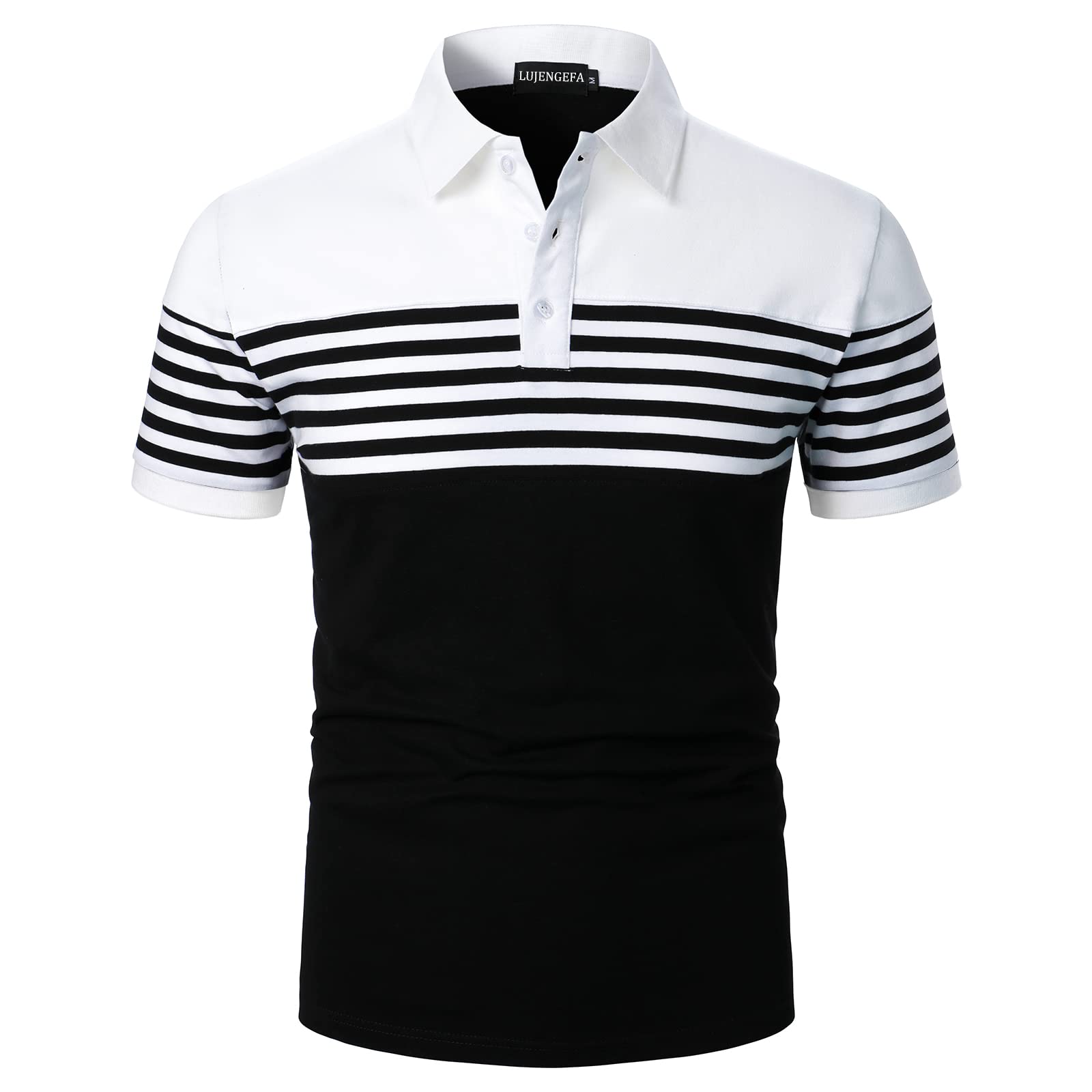Men's Slim Fit Striped Polo Shirts - Long & Short Sleeve Casual Golf Shirts | Breathable Cotton Summer T-Shirts | Perfect for Golf, Office & Outdoor Activities