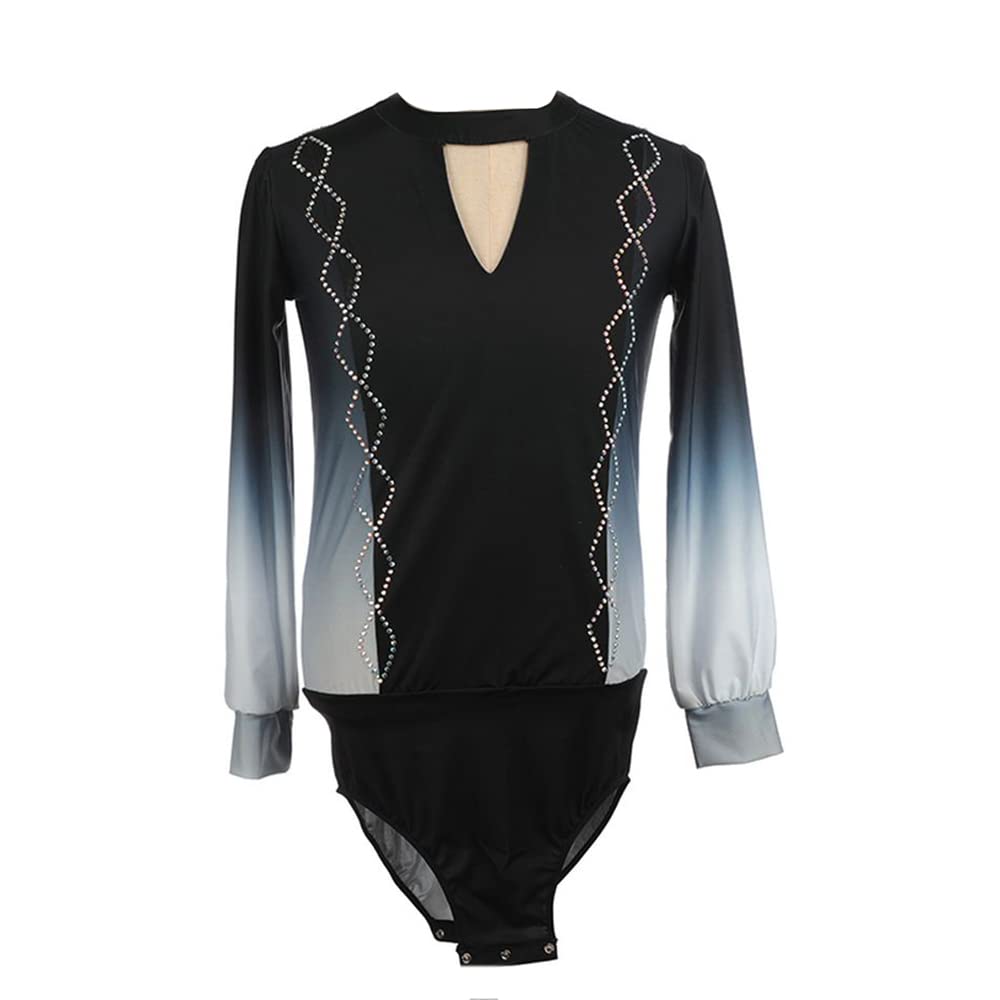 Black Gradient Diamond Figure Skating Suit for Boys & Men - Competition, Training & Performance Wear - Perfect for Ice Shows, Championships & Practice Sessions