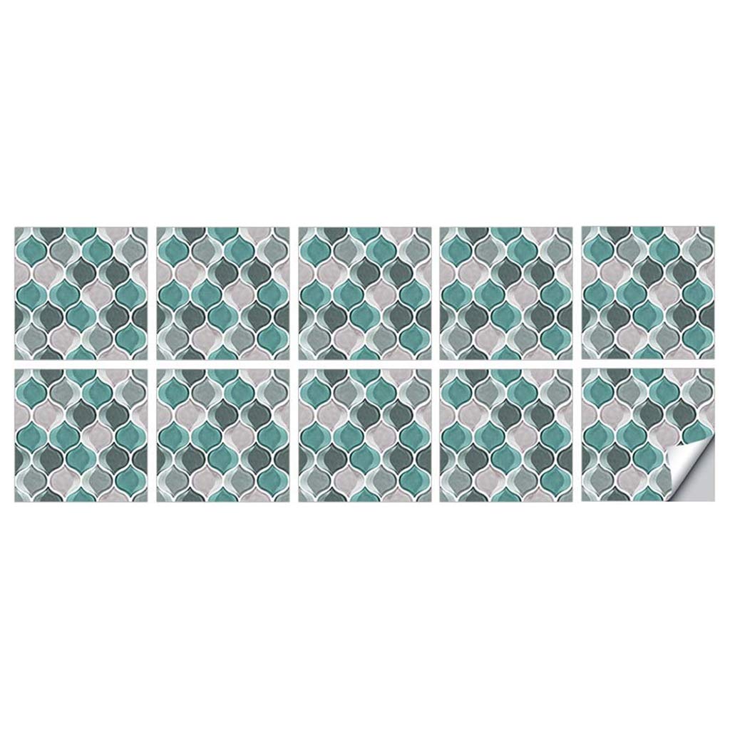 10-Pack Self-Adhesive Tile Stickers - Waterproof Peel & Stick Backsplash for Kitchen, Bathroom, Floor & Wall - Easy DIY Home Decor in Green - Perfect for Rental Upgrades & Home Renovation Projects