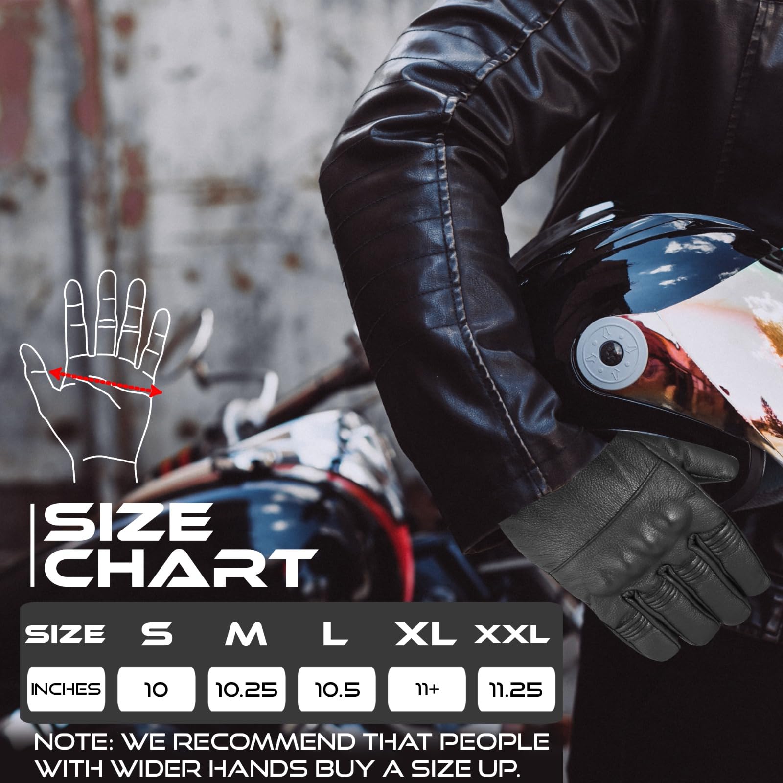 **Men's & Women's Black Leather Motorcycle Gloves - Touchscreen Riding Gloves with Joint Protection, Windproof & Thermal for Winter, BMX, ATV, MTB - Ideal for Cold Weather Riding & Road Racing**