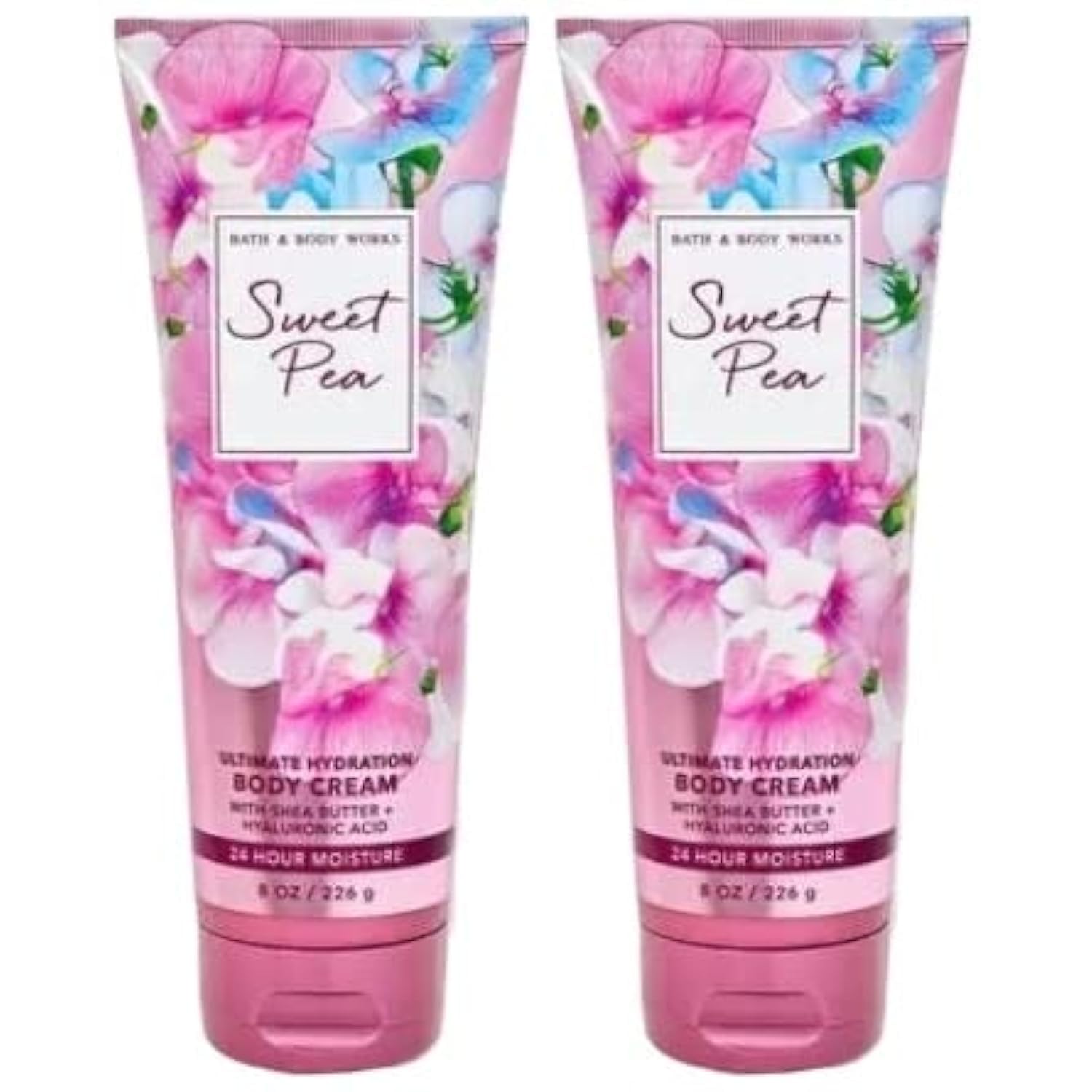 Bath and Body Works Sweet Pea Ultra Shea Body Cream 2 Pack (8 Oz Each) - Ultra Moisturizing Hand & Body Lotion for Dry Skin - Perfect for Daily Hydration & Gift Sets