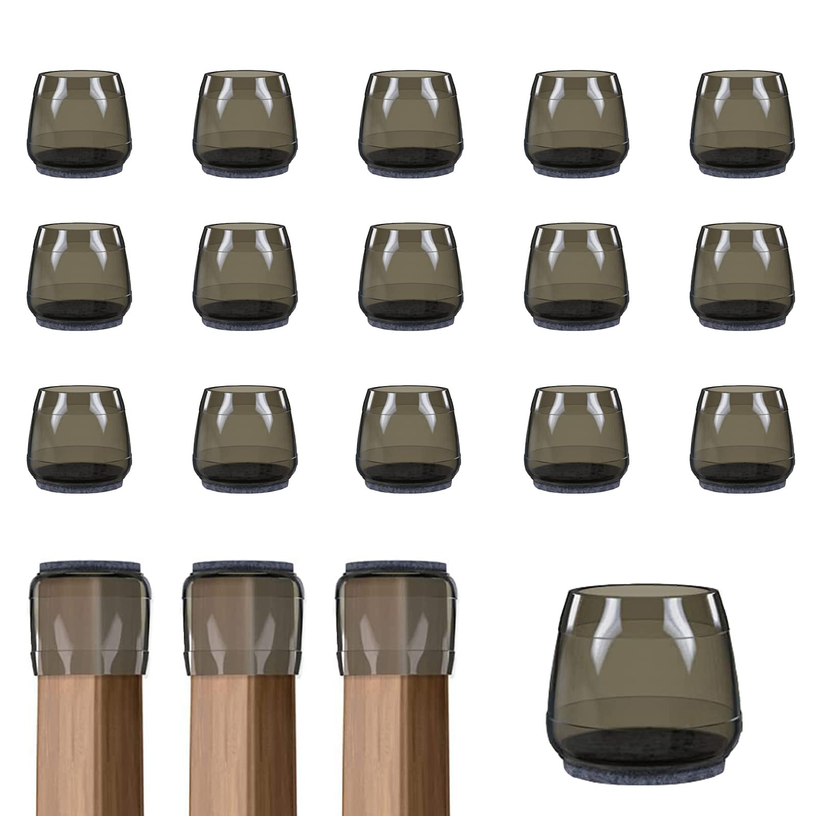 32-Piece Chair Leg Floor Protectors - Non-Slip Silicone Felt Pads for Hardwood Floors, Furniture & Moving Protection - Perfect for Dining Chairs, Office Chairs & Home Furniture to Prevent Scratches & Noise