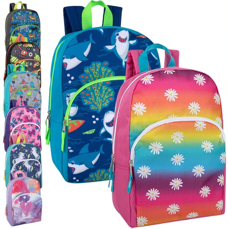 **Wholesale 24 Pack Kids Backpacks for Boys & Girls - Fun Patterns, Adjustable Padded Straps - Perfect for School, Travel & Outdoor Adventures**