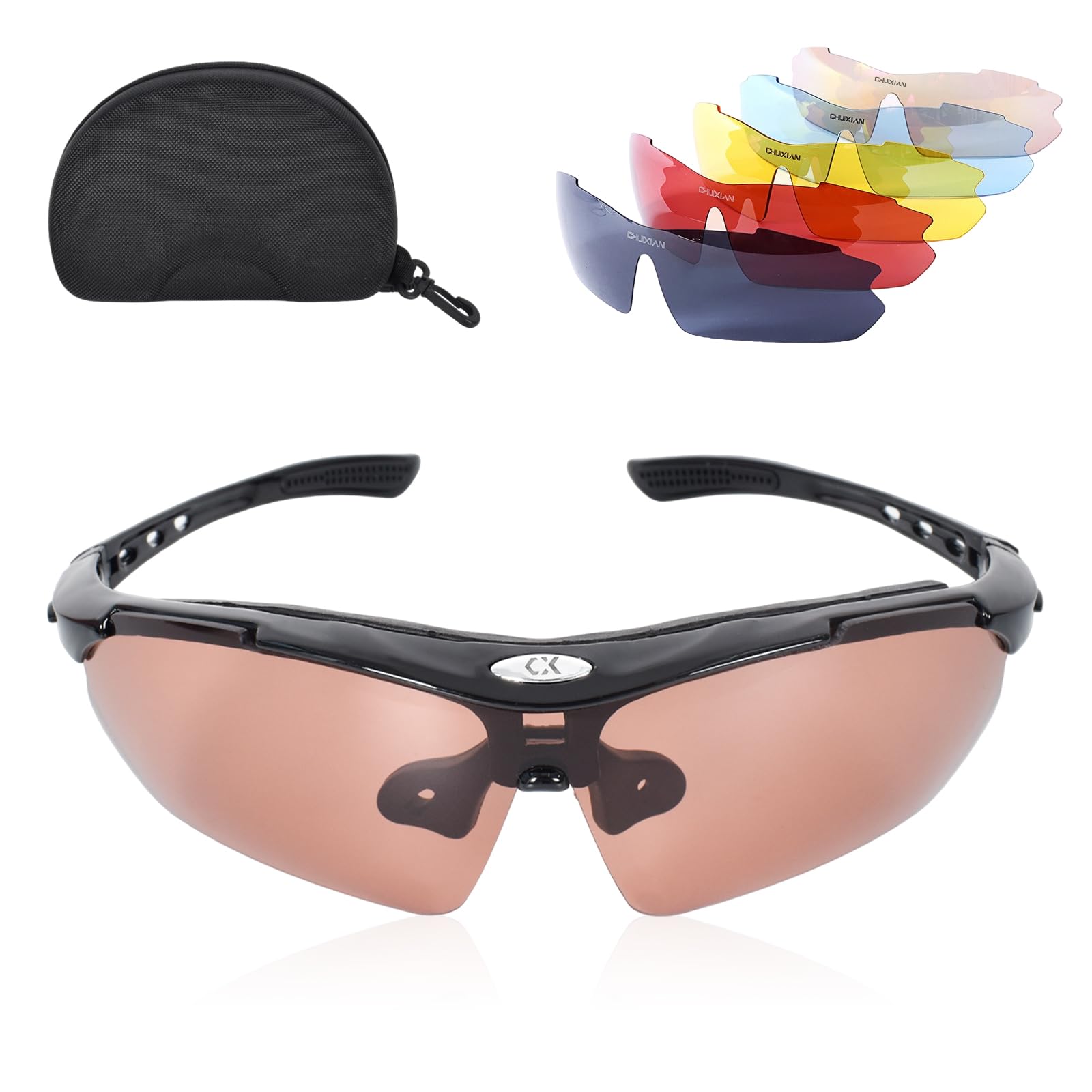 Polarized Sunglasses for Men & Women - 5 Interchangeable Lenses, UV400 Protection Cycling Glasses for MTB, Fishing, Running & Outdoor Sports - Perfect for Cycling, Driving, Beach & Summer Activities