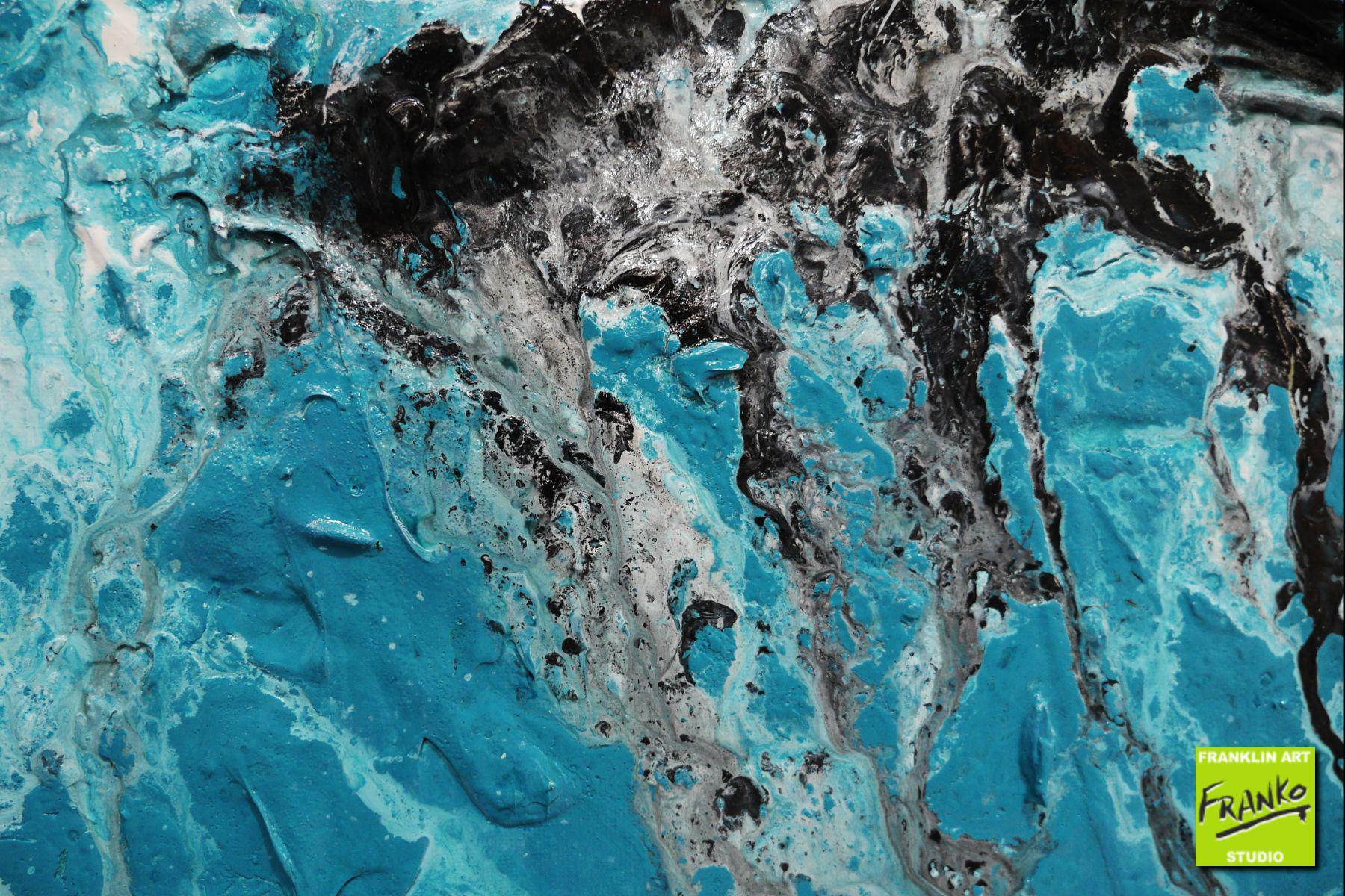 160cm x 60cm Teal Textured Abstract Canvas Painting - Modern Wall Art for Living Room, Bedroom & Office Decor