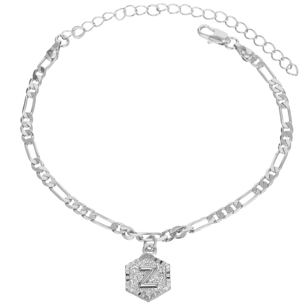 18K Gold & Silver Initial Ankle Bracelets for Women, Men, Teen Girls - Custom Name Cuban Link Figaro Anklet with Initials | Perfect for Gifts, Beach Wear, and Everyday Fashion Accessories