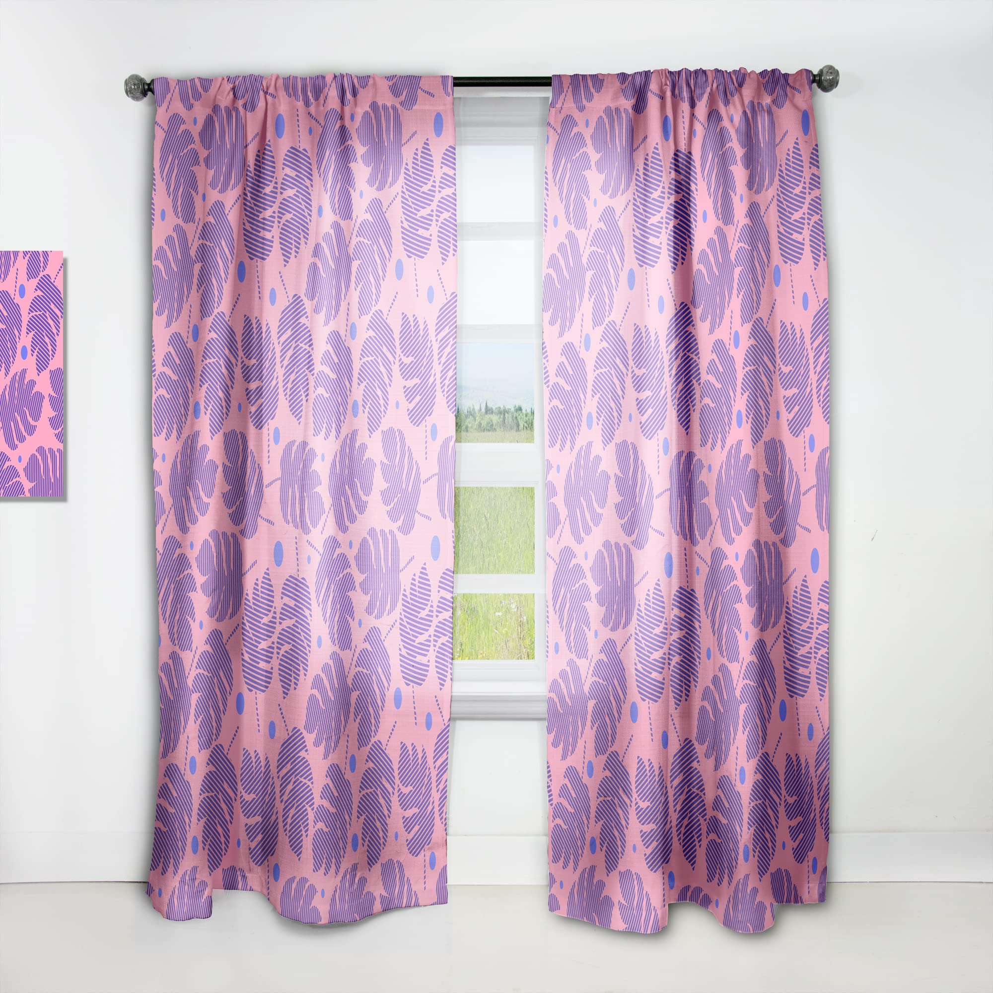 DesignQ Tropical Palm Leaves IV Thermal Insulated Curtain Panel - 52x90 Inches - Blackout Drapes for Bedroom & Living Room - Perfect for Privacy, Sun Protection & Energy Efficiency