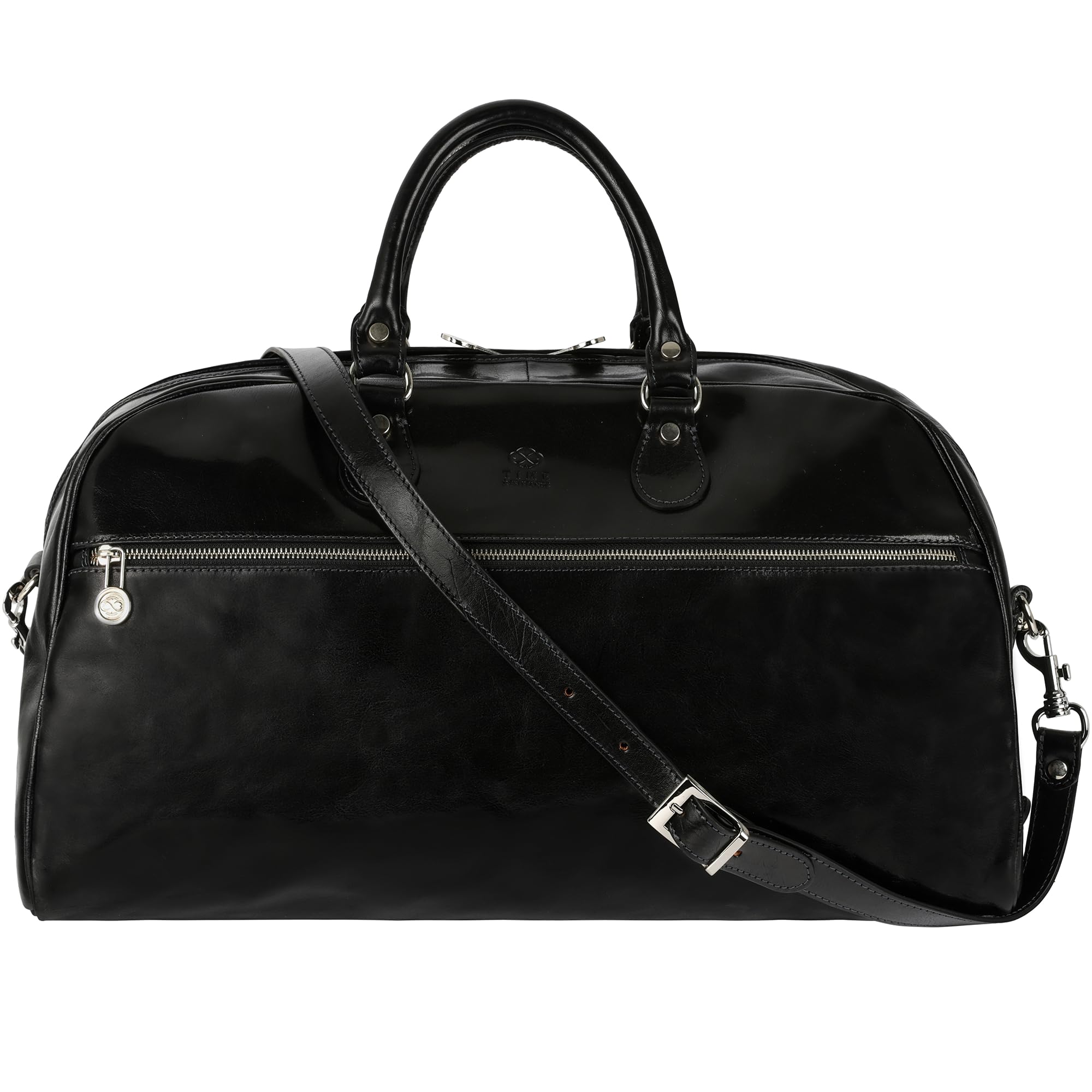 Premium Full Grain Leather Duffel Bag - Waterproof Travel & Gym Weekender Bag for Men & Women - Durable & Stylish Carry-On (Black) - Perfect for Business Trips, Gym Workouts & Weekend Getaways