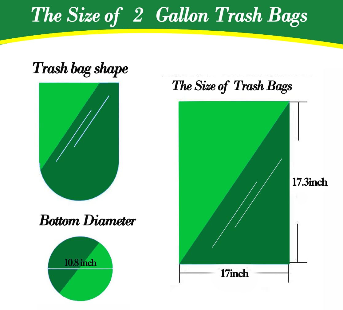 Hommaly 2 Gallon (1.8-2 Gal) 120 Count Small Clear Trash Bags - Strong 1.8 Gallon Garbage Bags for Bathroom, Office & Waste Baskets - Unscented Mini Plastic Bin Liners Fits 6-8 Liter Trash Cans - Perfect for Home, Kitchen, Bathroom & Office Waste Disposal
