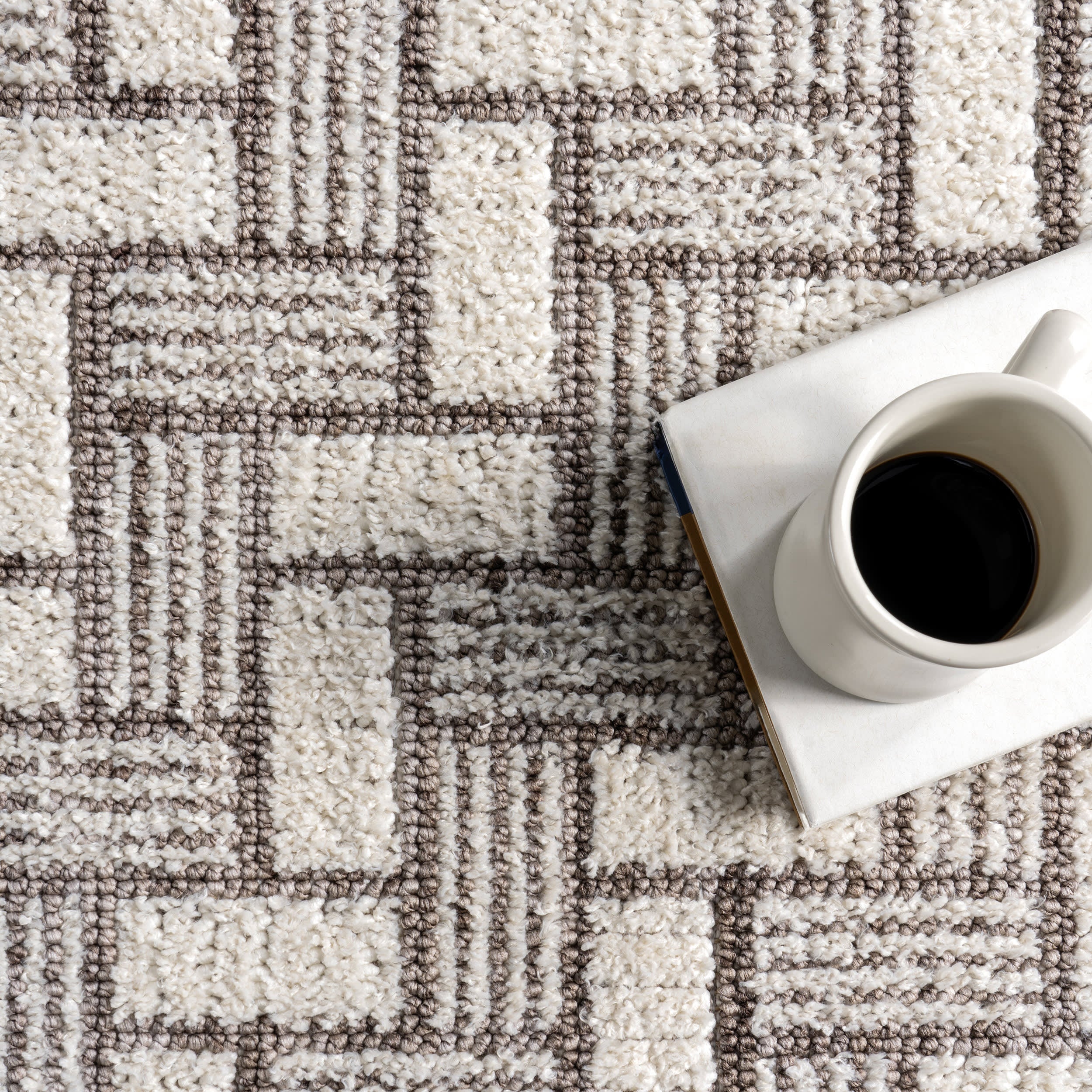Charli Geometric Area Rug in Ivory - Modern Boho Chic Home Decor for Living Room, Bedroom & Office