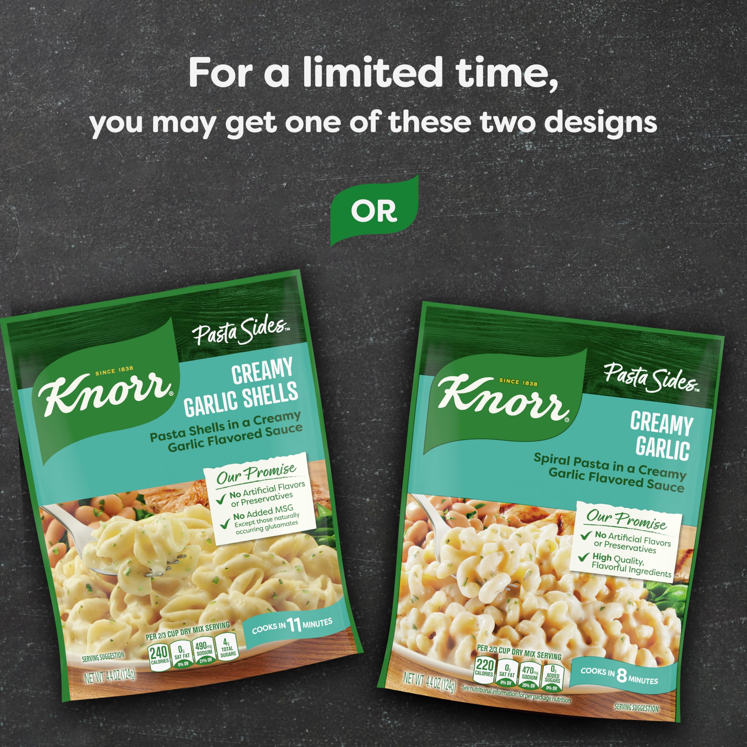 Knorr Pasta Sides Creamy Garlic - Quick & Easy Pasta Side Dish (4.4 oz) | No Artificial Flavors or Preservatives | Perfect for Weeknight Dinners & Family Meals