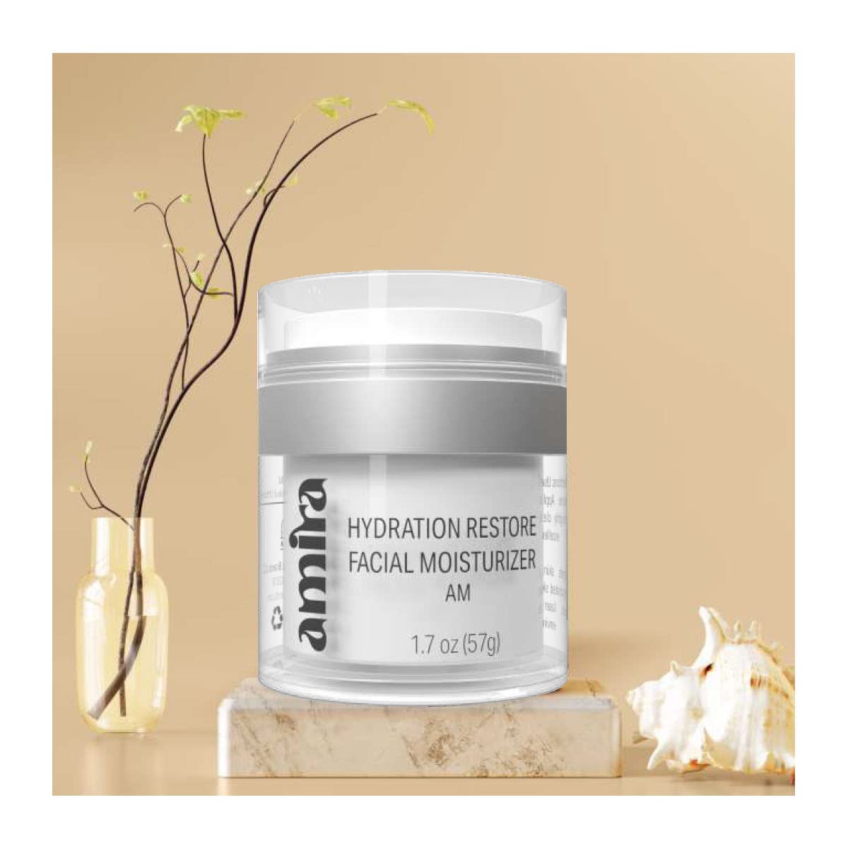 Amira Restore Hydration Facial Moisturizer - Vegan & Clean Day Cream for Dry Skin | Natural Hydrating Face Moisturizer for Women | Perfect for Daily Skincare Routine & Makeup Prep