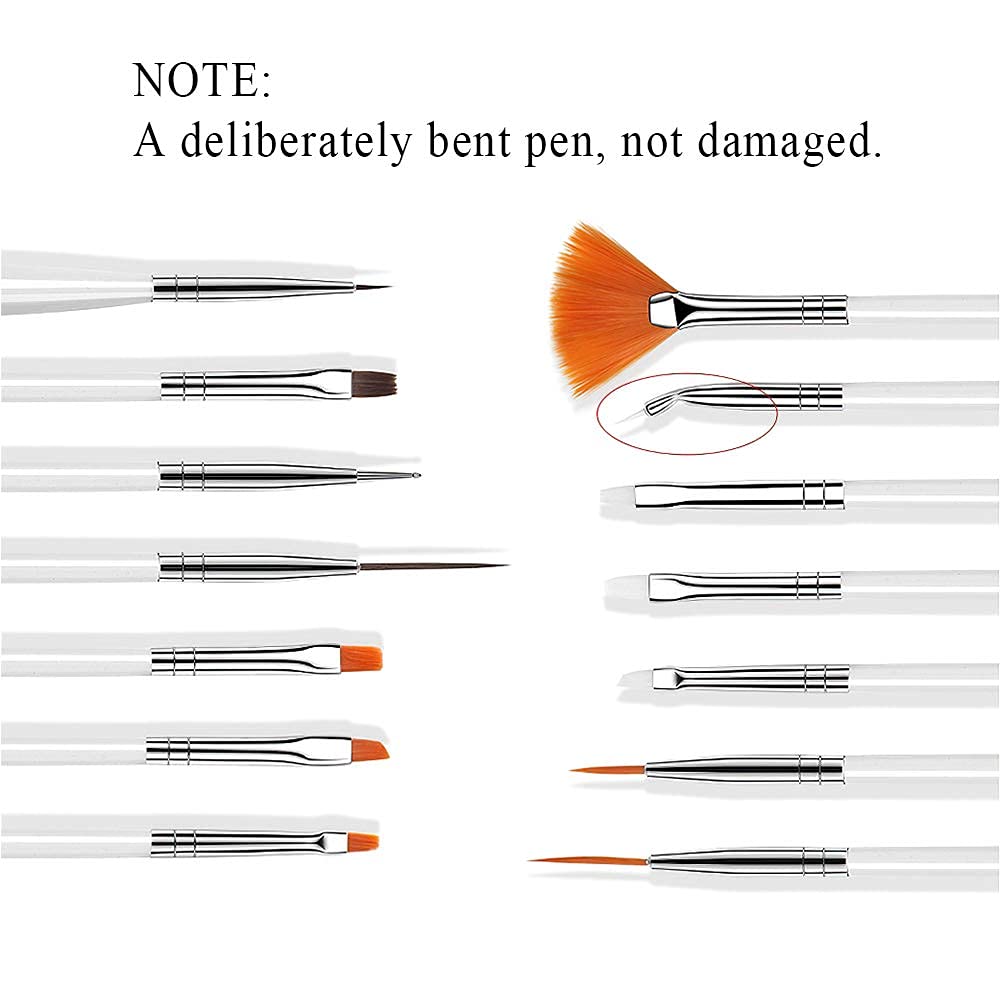 Professional 15-Piece Nail Art Kit - Nail Brushes, Dotting Pens, Striping Tapes, Tip Guide & Mixing Plate for Salon & DIY Manicure - Perfect for Home, Travel & Professional Nail Artists (Multicolor)