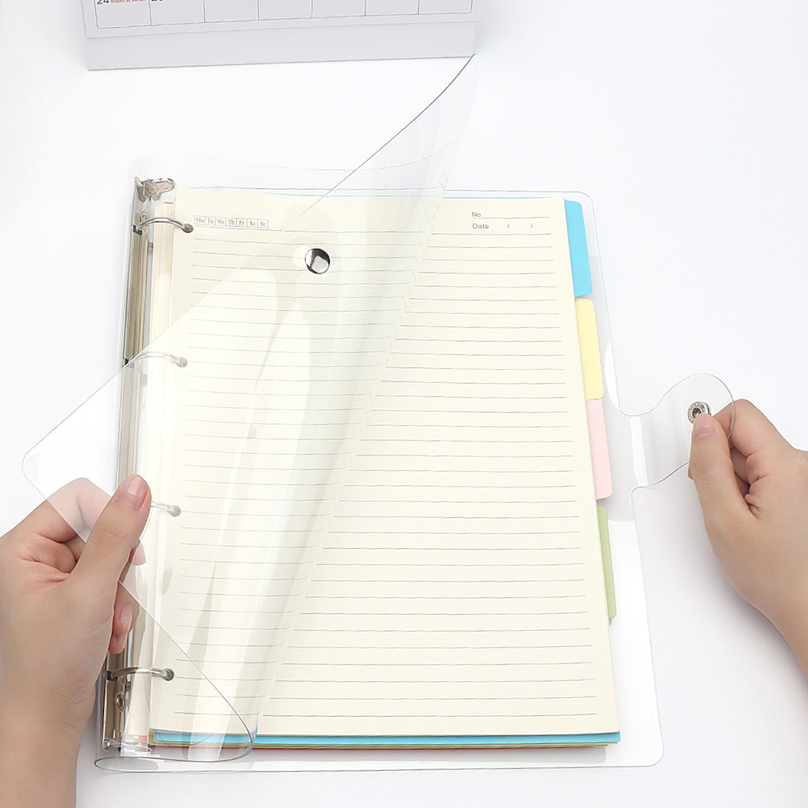 Clear A4 Binder with 4 Silver Rings - Refillable Soft PVC Loose Leaf Folder, Budget Notebook Organizer for School, Office & Home Use - Durable Shell Protector & Accessory Supplies (A4 Size)
